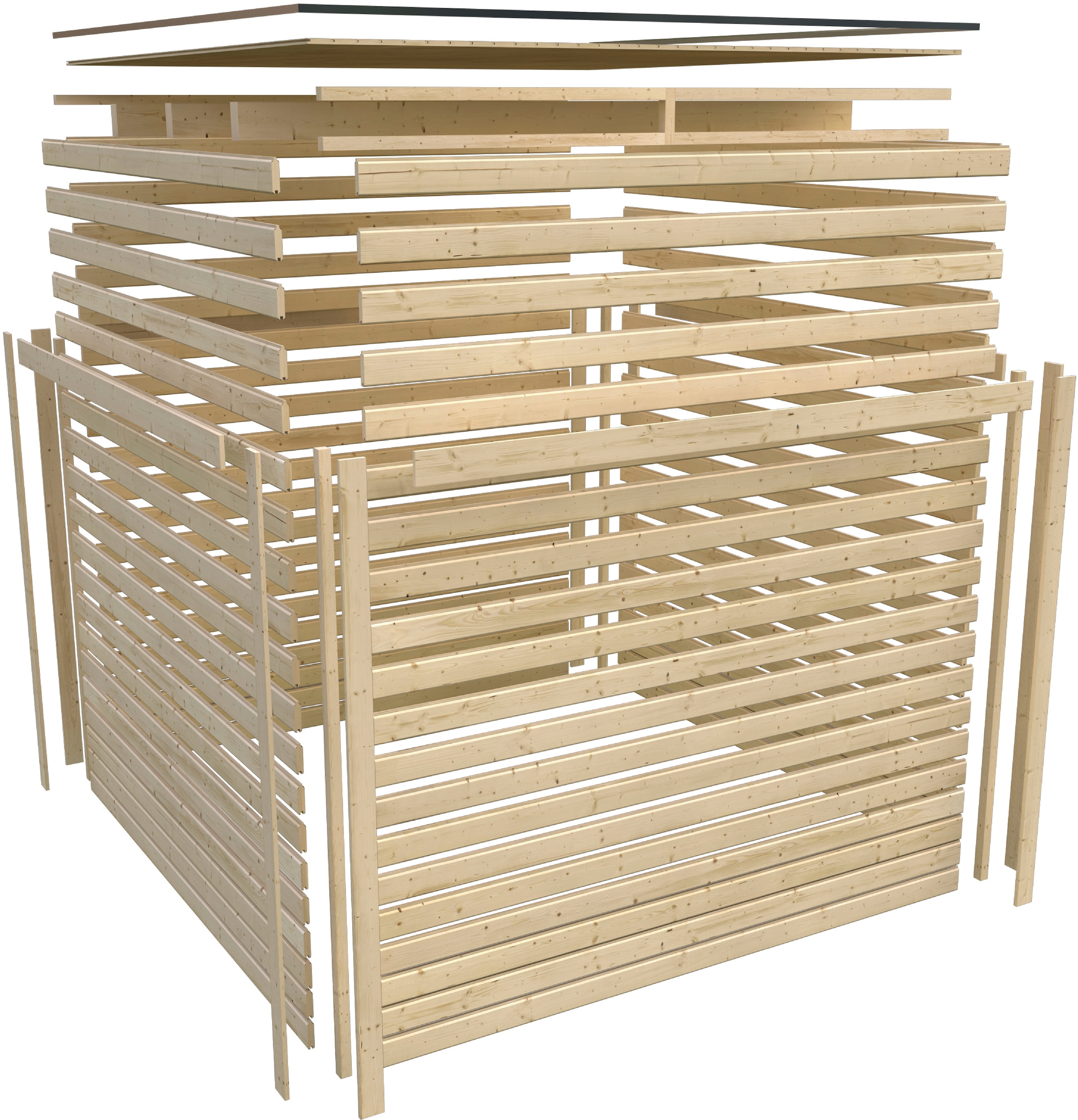 Karibu Saunahaus »»Adrian 1« naturbelassen/anthrazit« in verschiedenen Ausführungen erhältlich, Ofen 9 kW externe Strg easy