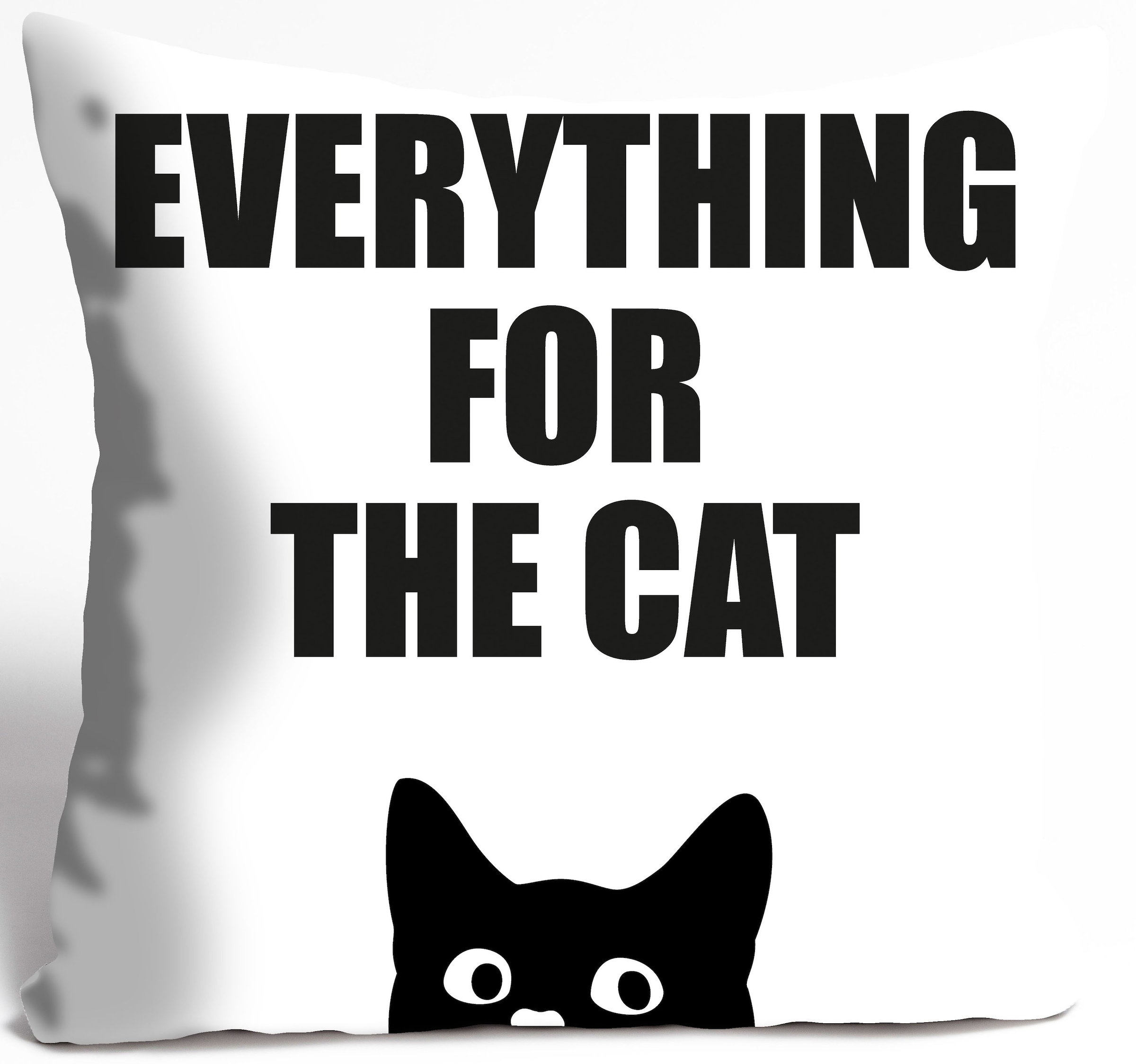 queence Dekokissen »EVERYTHING FOR THE CAT« Kissenhülle,Everything for the cat,Spruch,Weiß,Minimalistisch,Lustig