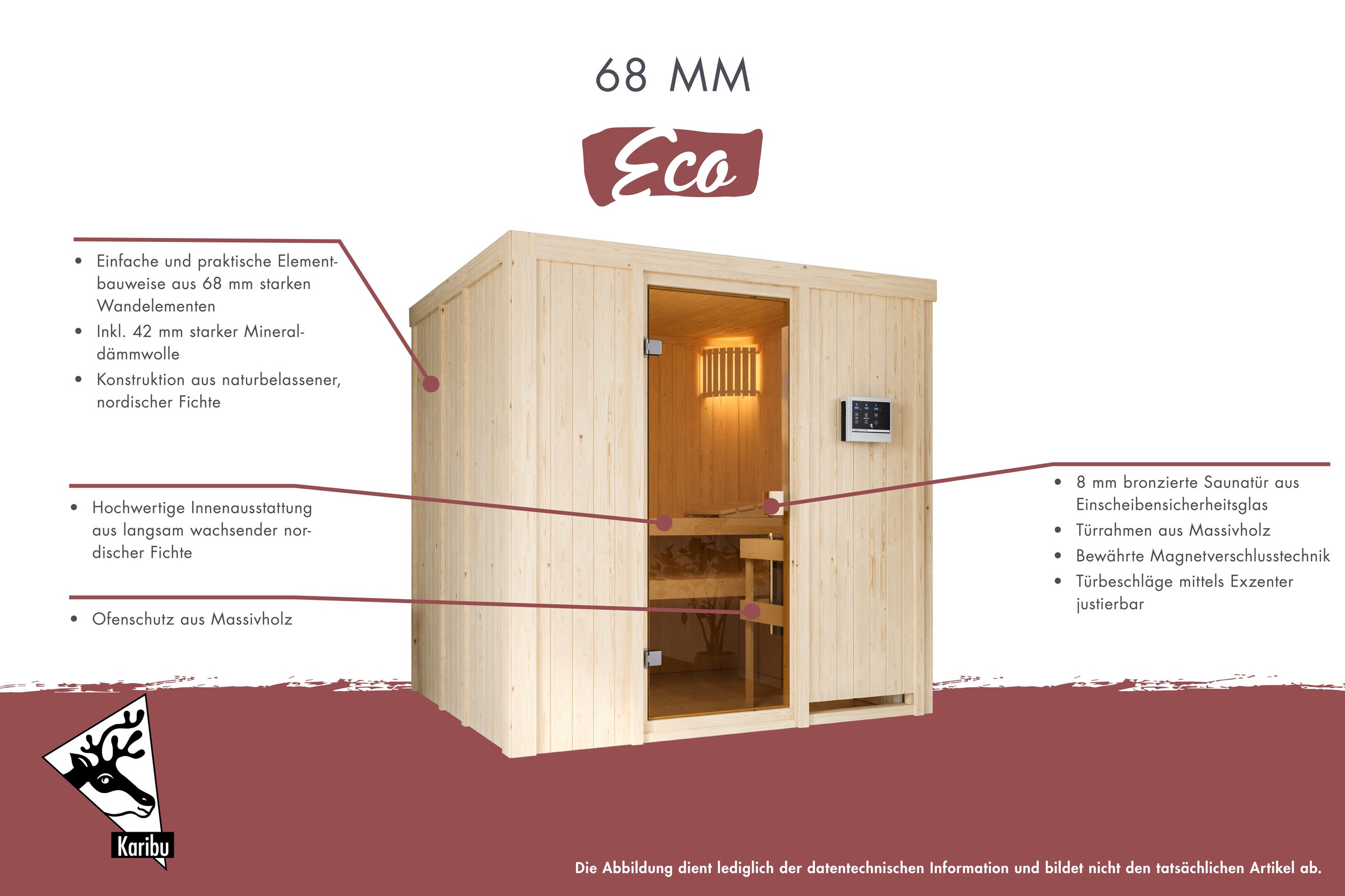 Karibu Sauna »Tromsö« Ofen 9 kW Bio externe Strg easy