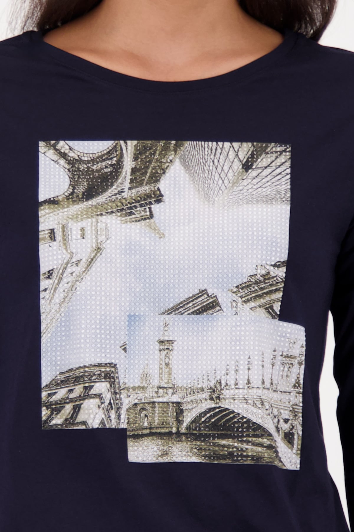 Monari 3/4-Arm-Shirt »Shirt Druck + Schmuck« Regular fit mit Rundhalsausschnitt