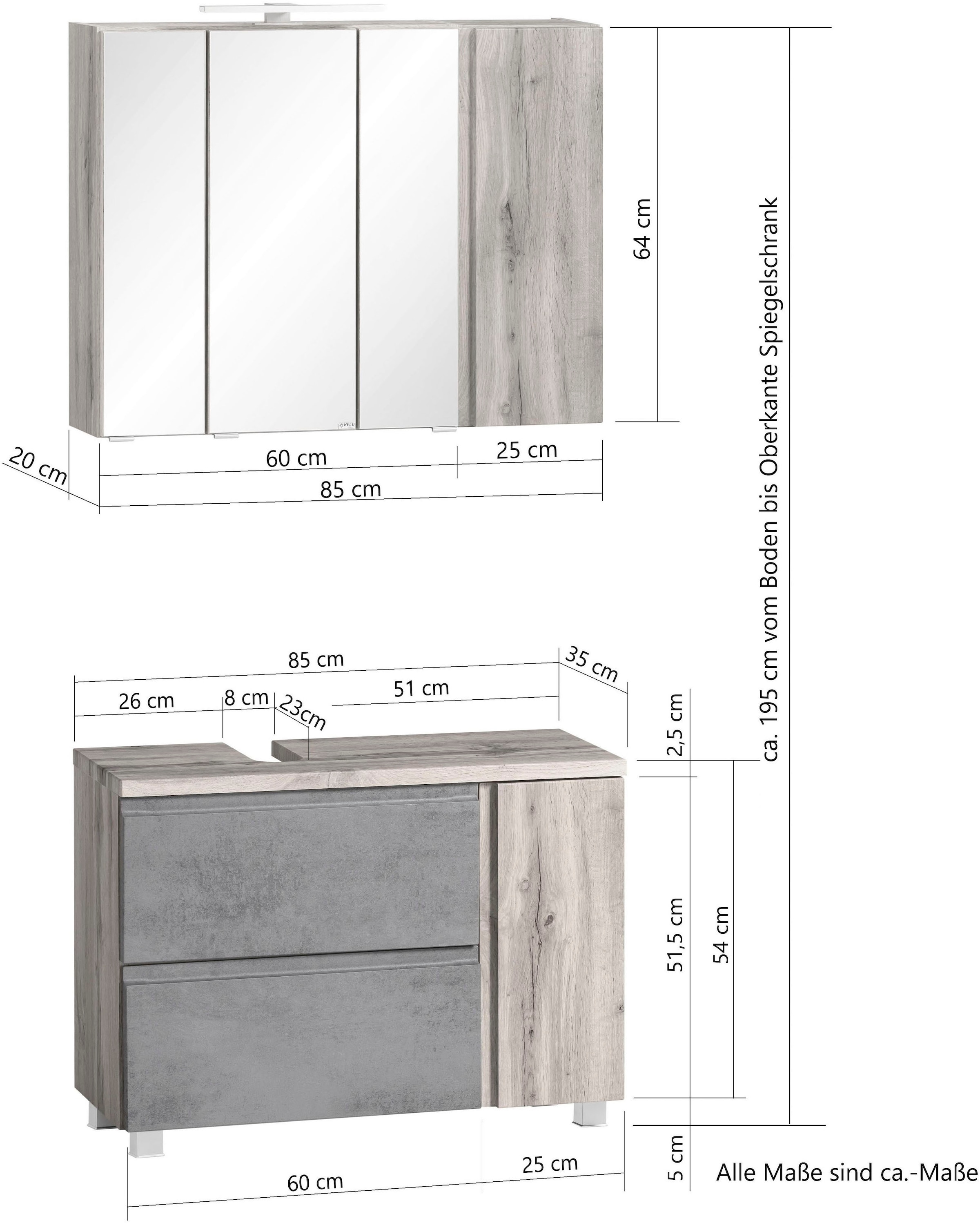 welltime Badmöbel-Set »Sölden« 2 Stk. tlg.