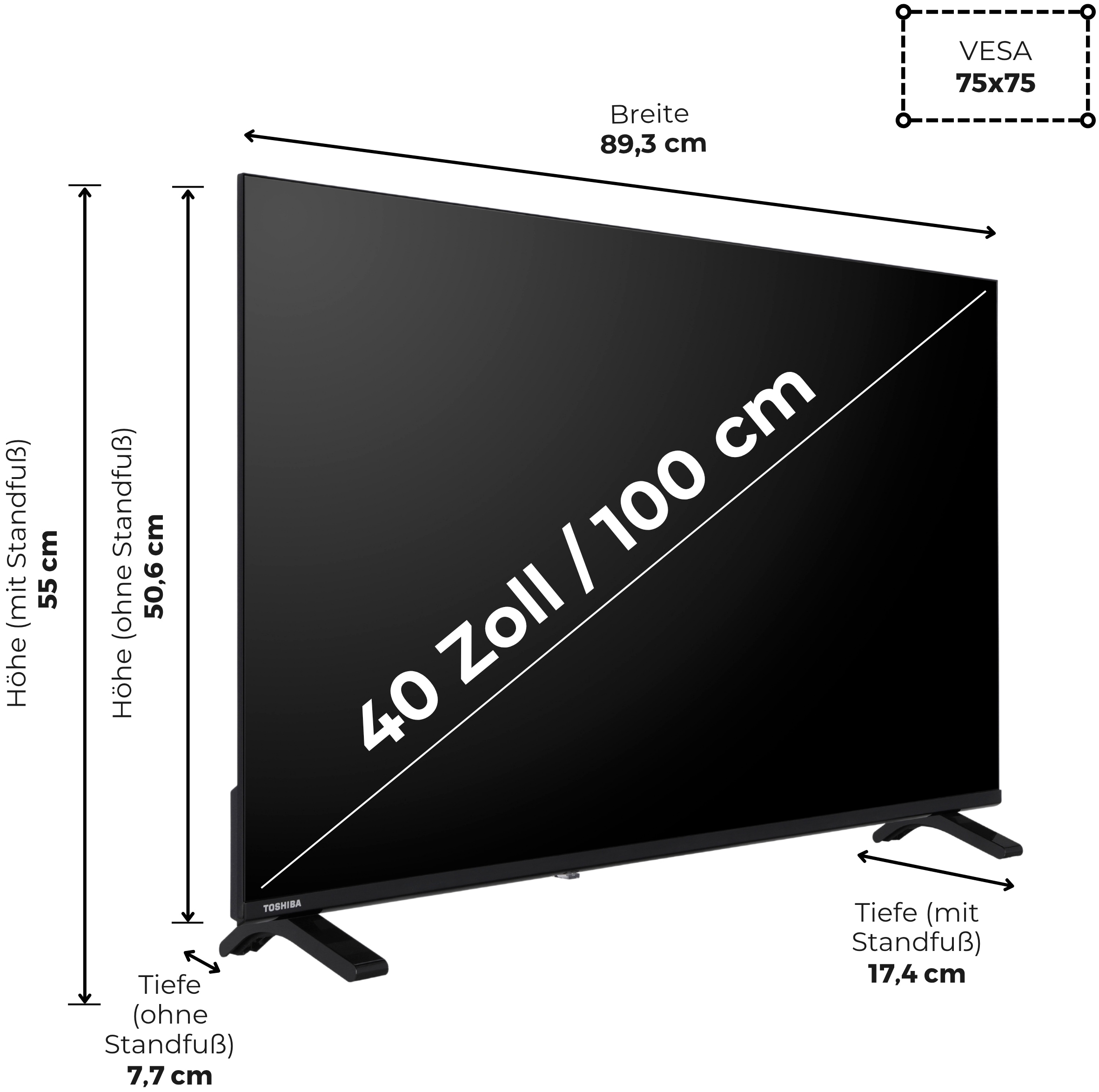 Toshiba DLED-Fernseher »40LF2663DAZ« 100 cm/40 ″ Full HD Smart-TV