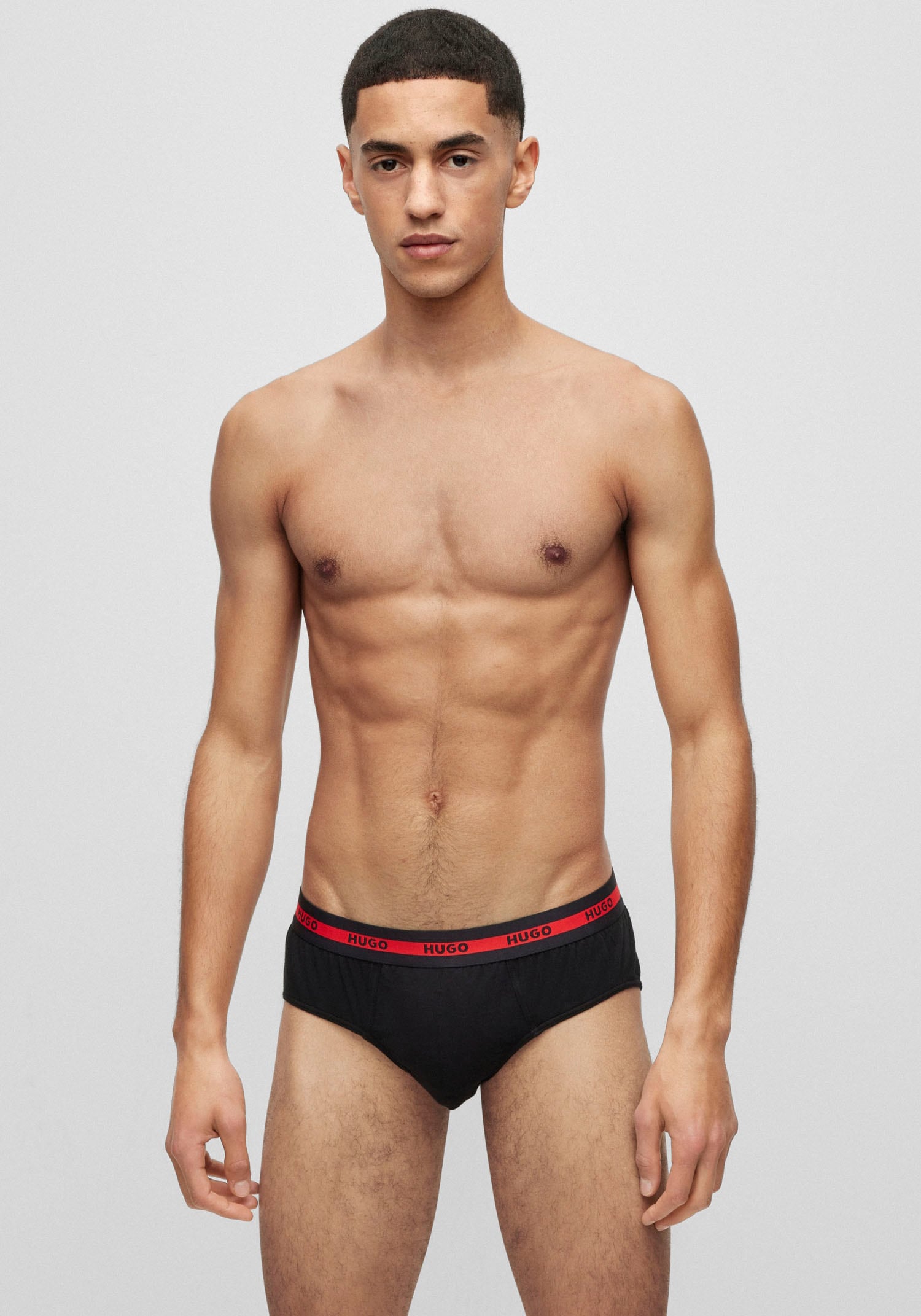 HUGO Underwear Slip, (Packung, 3 St., Im Dreierpack), mit Kontraststreifen und Logoschriftzügen auf dem Bund