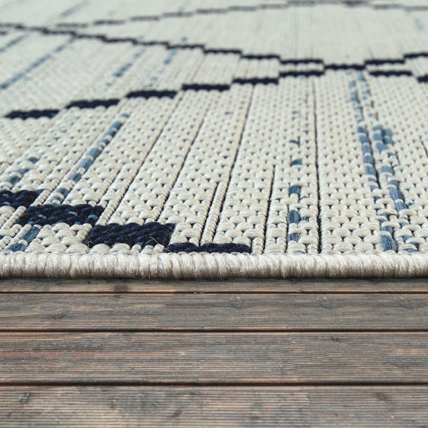 Paco Home Teppich »Kortrijk 742«, rechteckig, 4 mm Höhe, Flachgewebe, Rauten Design, In- und Outdoor geeignet, Wohnzimmer