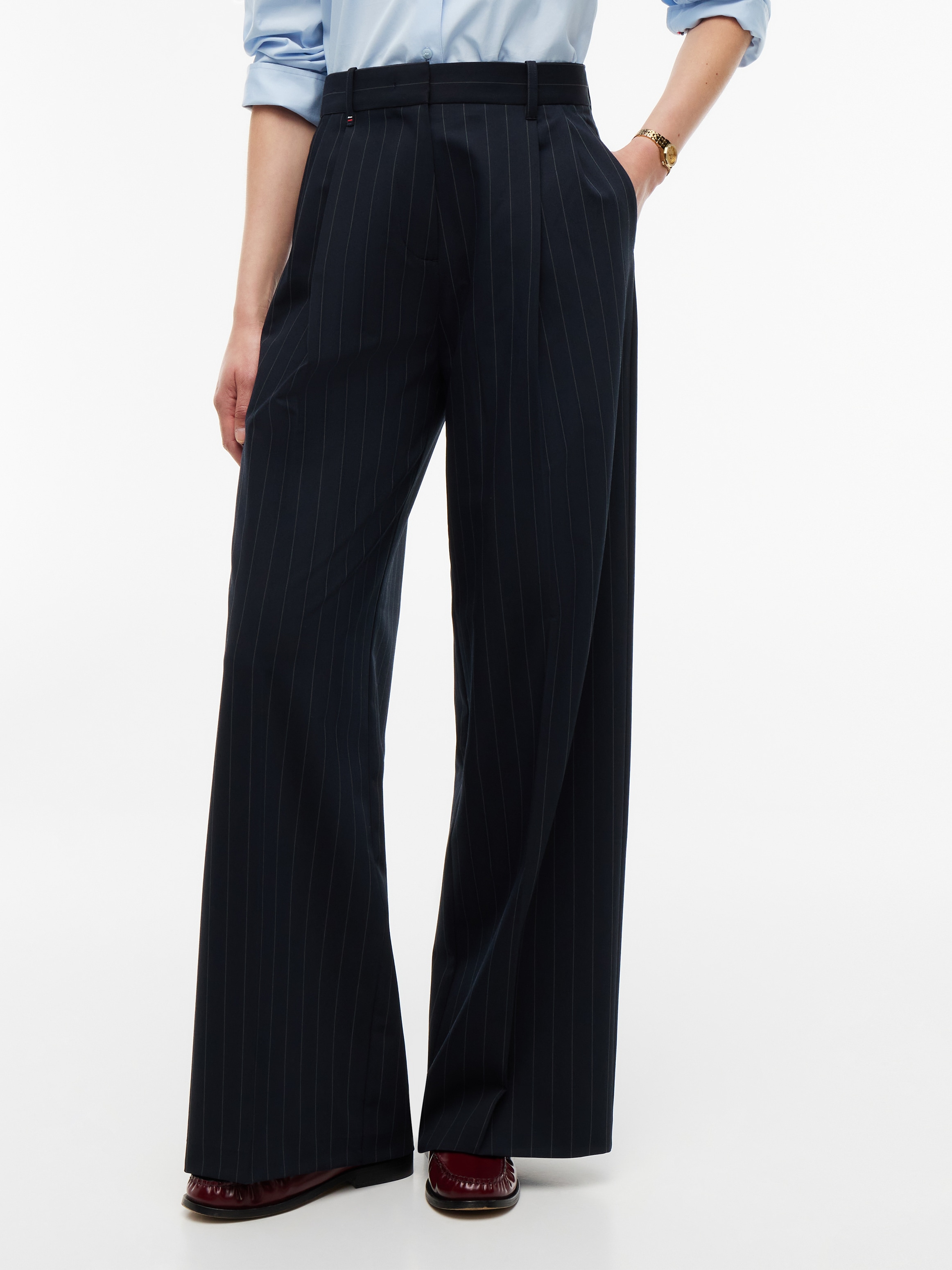 Tommy Hilfiger Anzughose »VISCOSE BLEND WIDE LEG«  Materialmix, lässig geschnitten