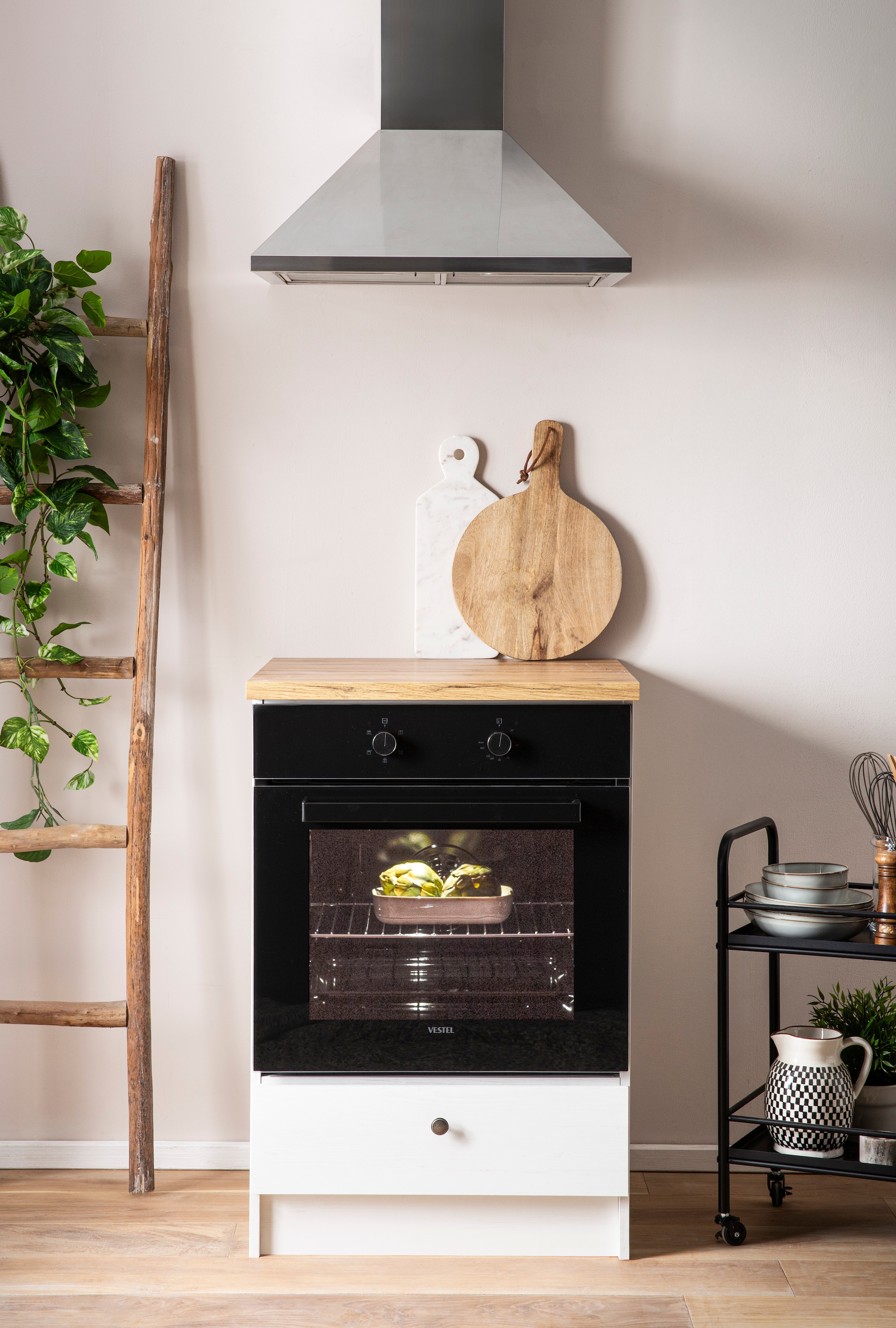 KOCHSTATION Herdumbauschrank »KS-Westminster, Herdumbau, Unterschrank, Ofenschrank, Küchenschrank«, Breite 63 cm, Nischenmaß B/T/H 56,8/62,5/58,8 cm, mit 1 Schubkasten