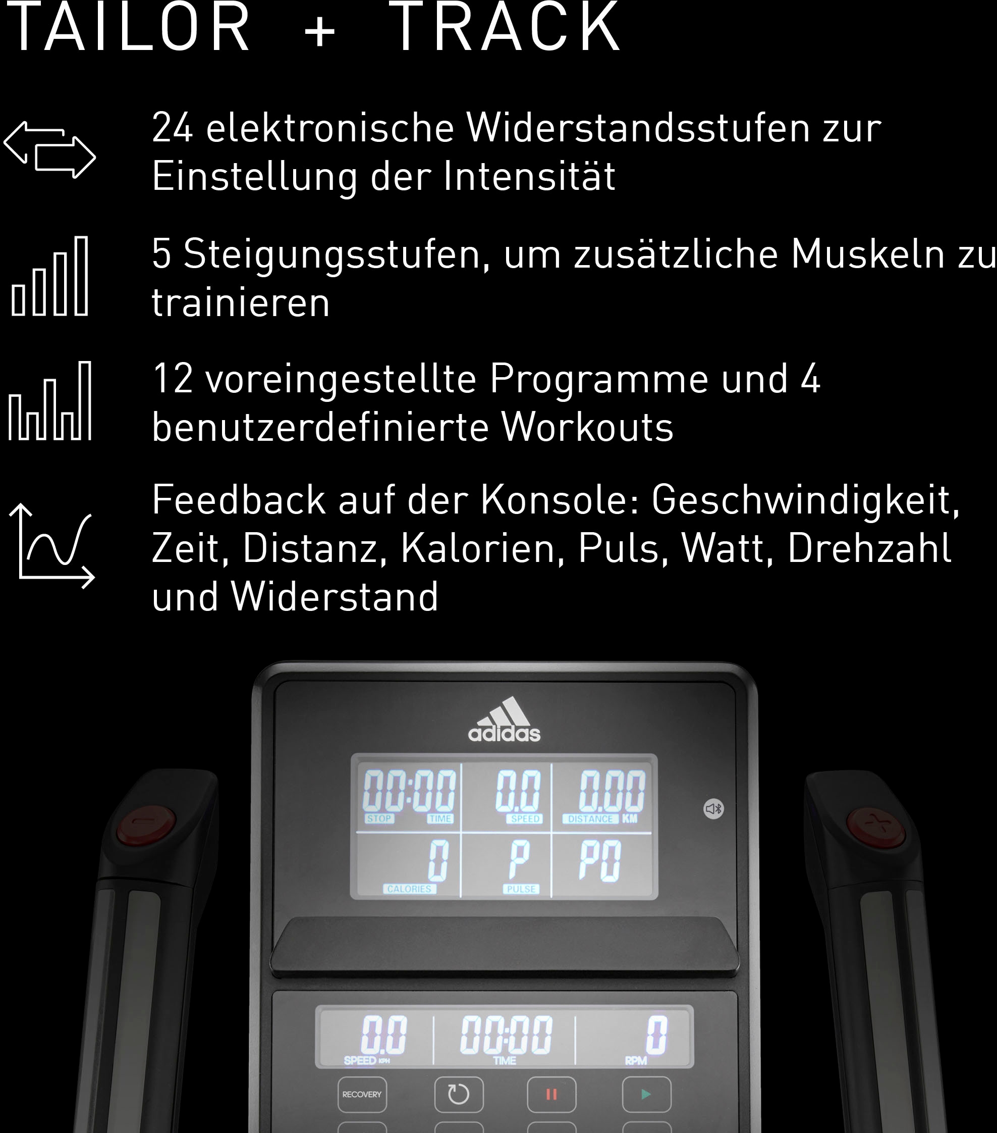 adidas Performance Ellipsentrainer-Ergometer »X-21FD«, mit LED-Beleuchtung