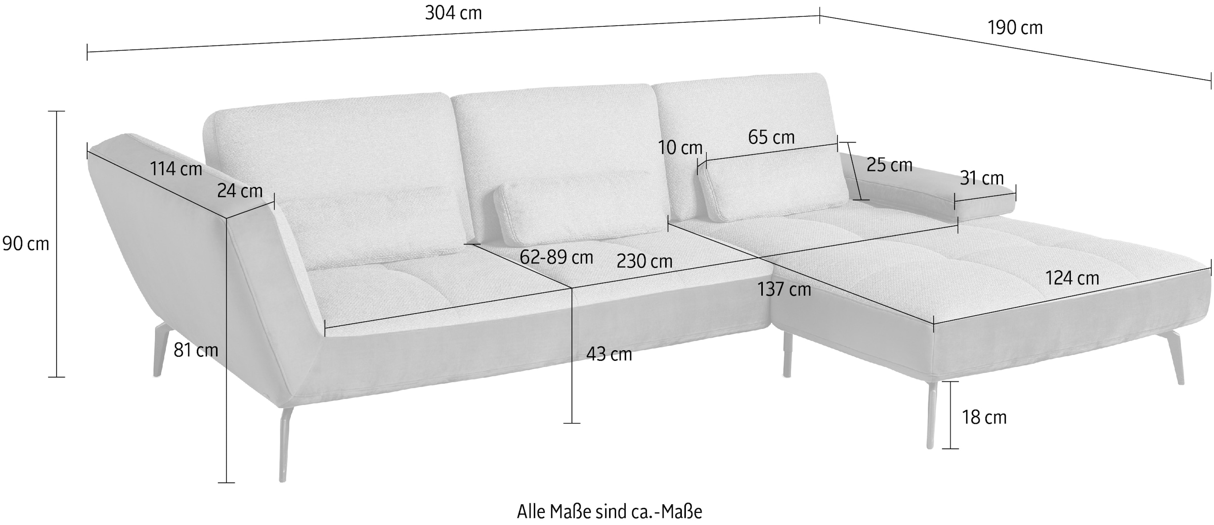 set one by kaufen Nierenkissen Ecksofa Sitztiefenverstellung online und »SO Musterring 4300«, inklusive