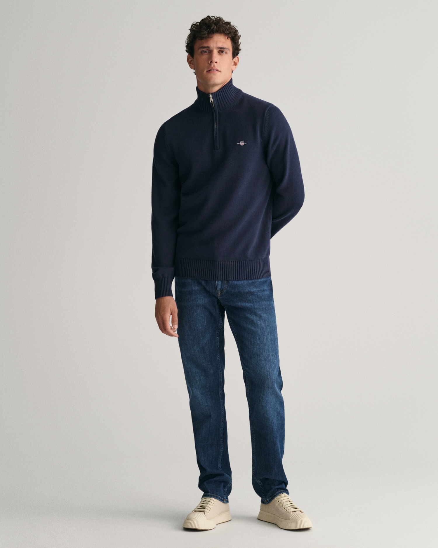 Gant Troyer »CASUAL COTTON HALF ZIP«, mit grafischer Logostickerei auf der Brust