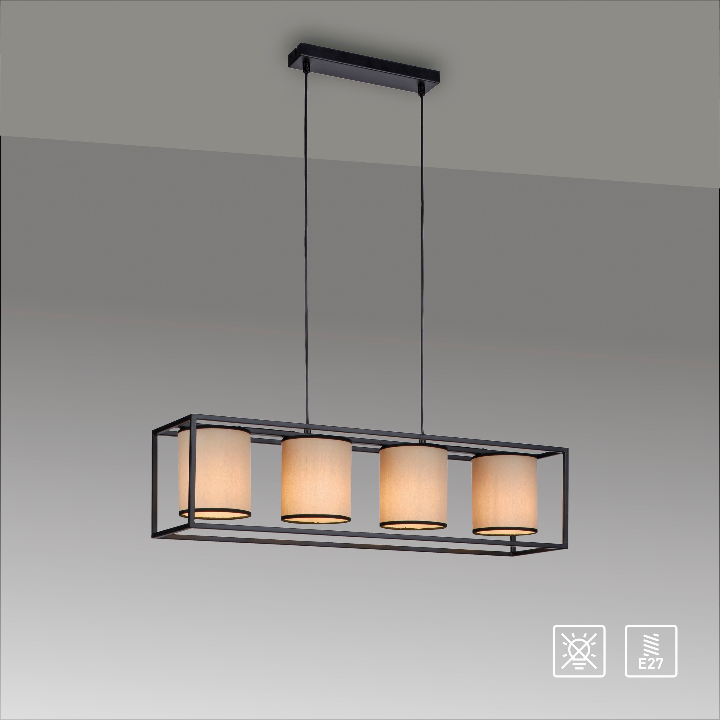 JUST LIGHT Pendelleuchte »RAVEN«, 4 flammig, Leuchtmittel E27 | ohne Leuchtmittel