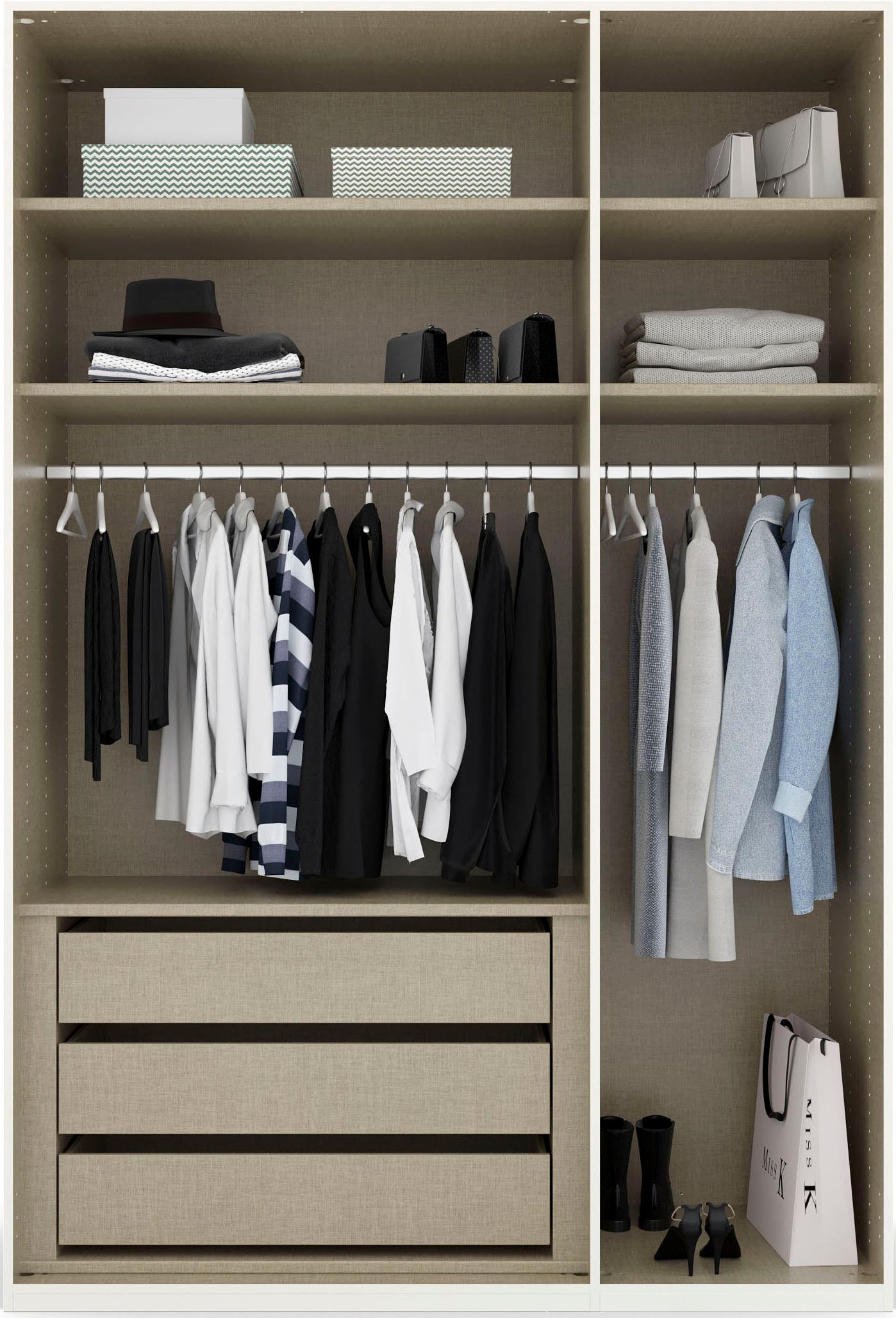 rauch Drehtürenschrank »Purisma«, mit Glasfront und umfangreicher Innenausstattung