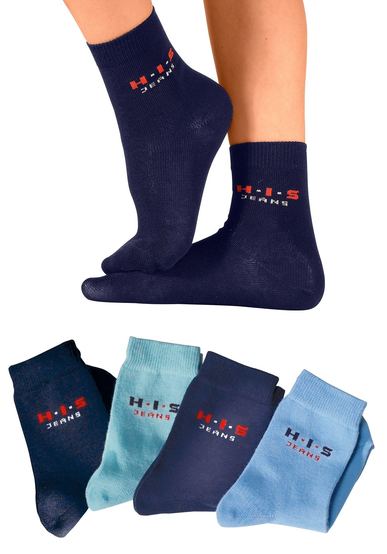 H.I.S Basicsocken, (4 Paar), mit kontrasfarbenem Logo bestellen bei OTTO