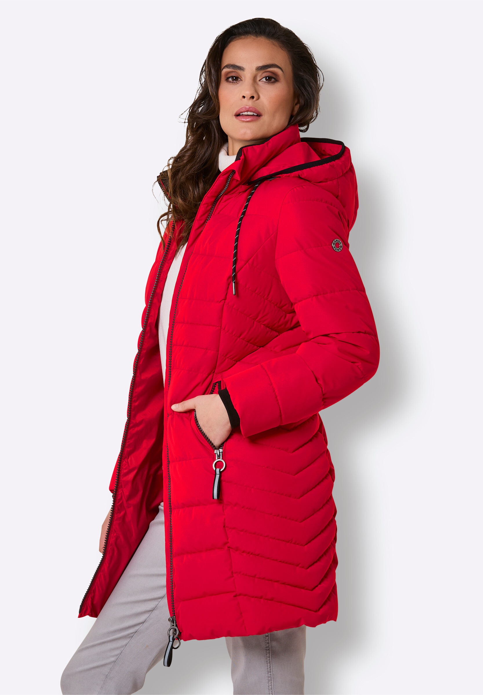 MANISA Steppjacke »Regen-Steppmantel Regenmantel mit Reflektor-Details« Abnehmbare Kapuze