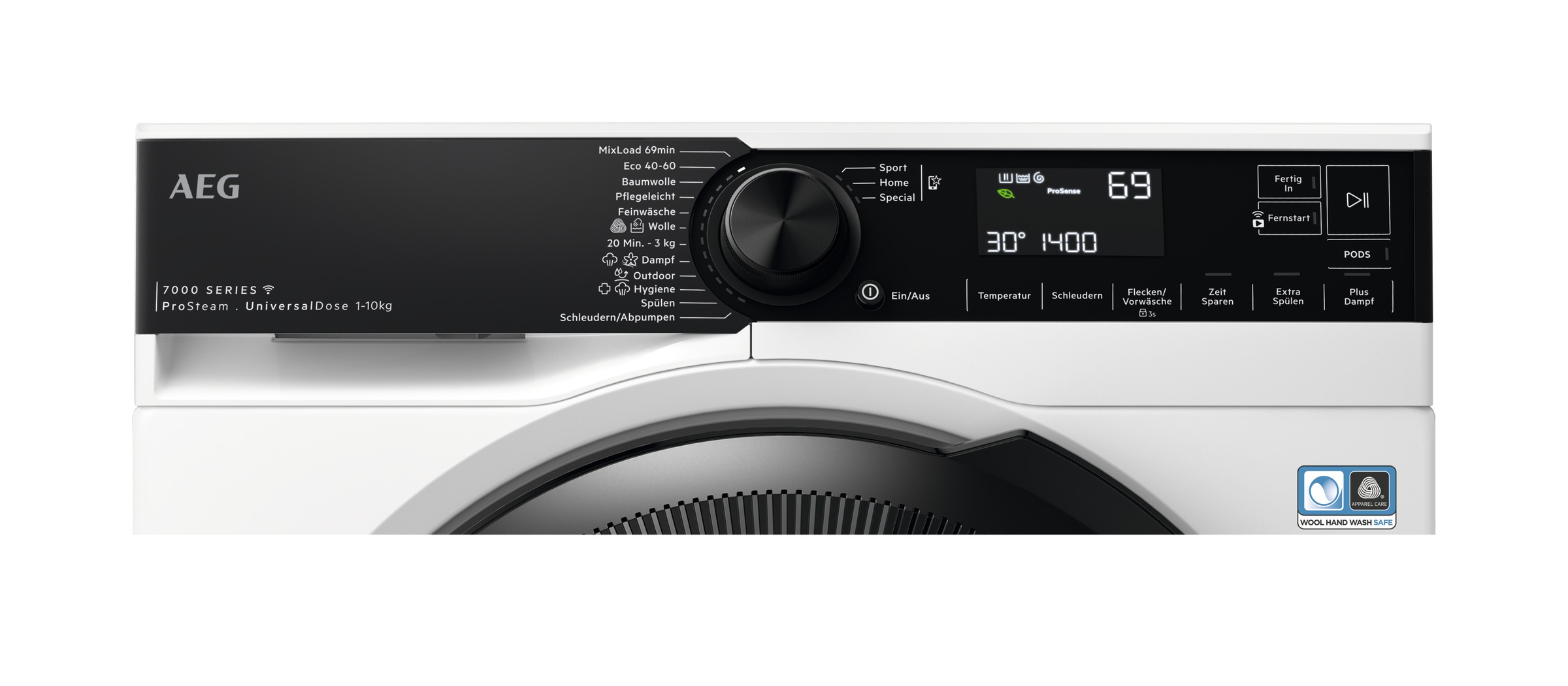 AEG Waschmaschine 7000 ProSteam® »LR7EA610FL 914501652« 10 kg 1600 U/min UniversalDose: löst PODS®/Caps 60 % schneller auf für beste Reingung