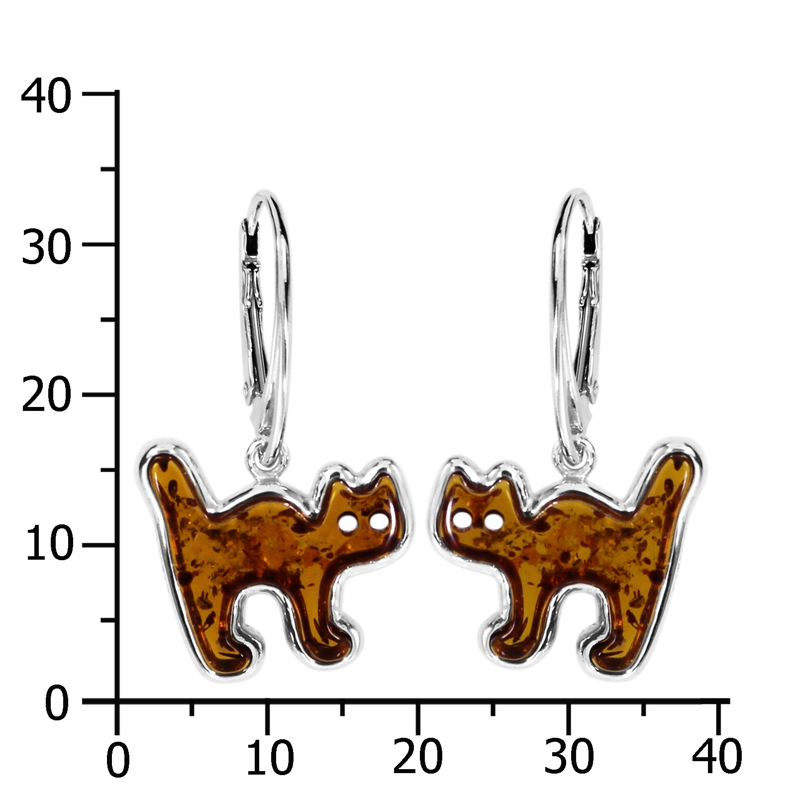 OSTSEE-SCHMUCK Paar Ohrhänger »- Katze - Silber 925/000 - Bernstein«