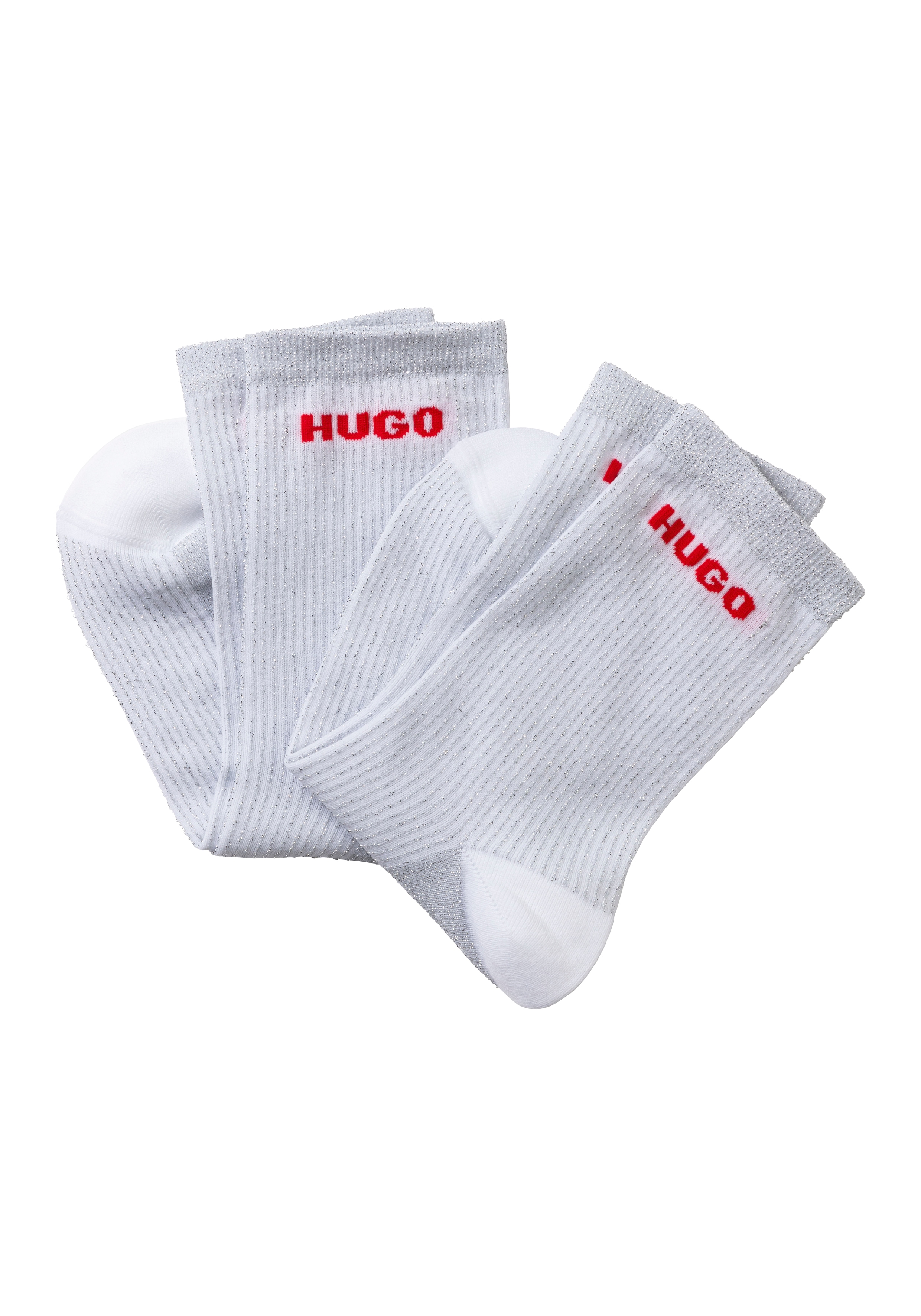 Hugo Underwear Damen Freizeitsocken »2P QS RIB LUREX PA W« Packung in weiß, Größe 35-38