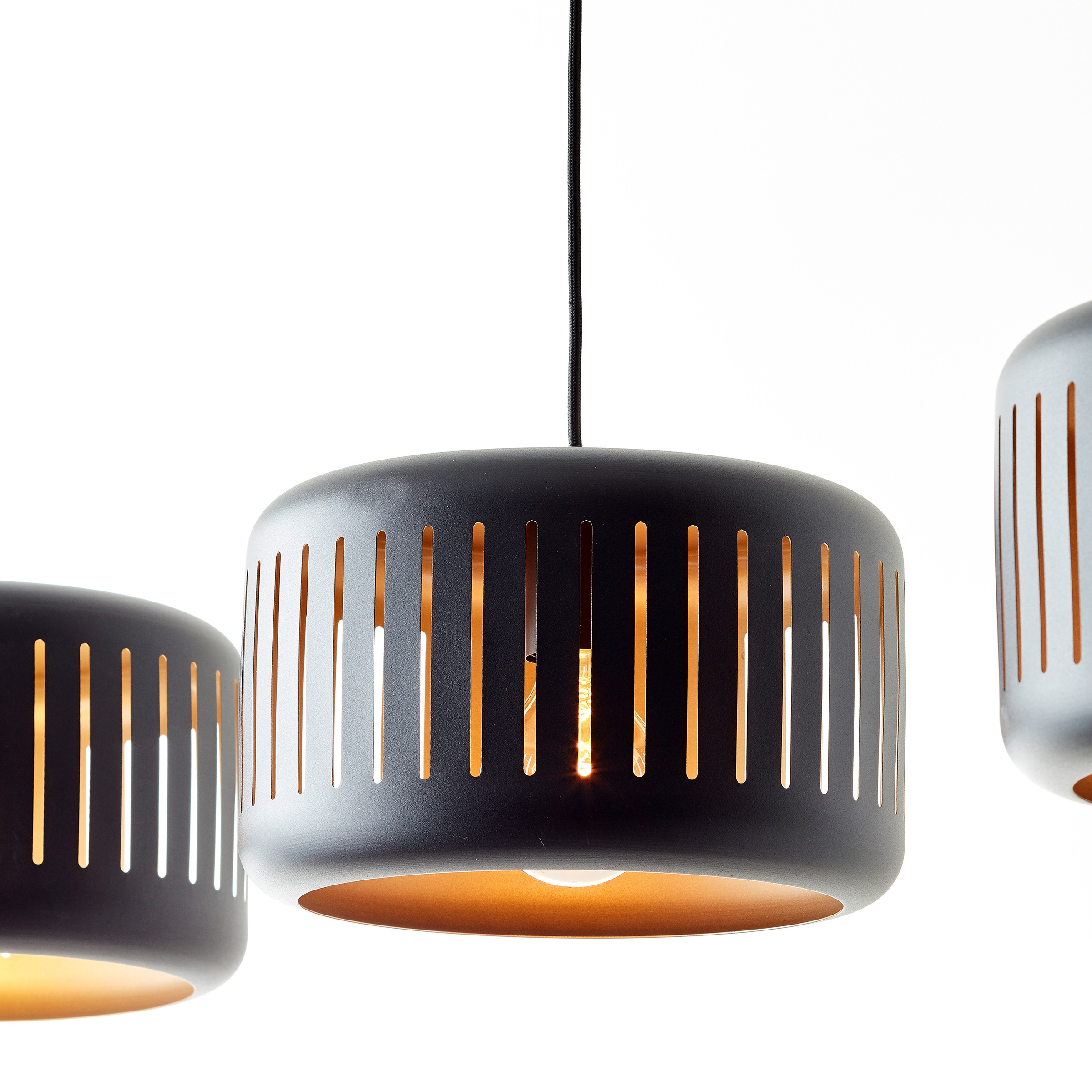 Brilliant Pendelleuchte »Tyas« E27 1 Stk. 120 x 110 x 27 cm, 3 x E27, kürzbar, Metall, schwarz/goldfarben