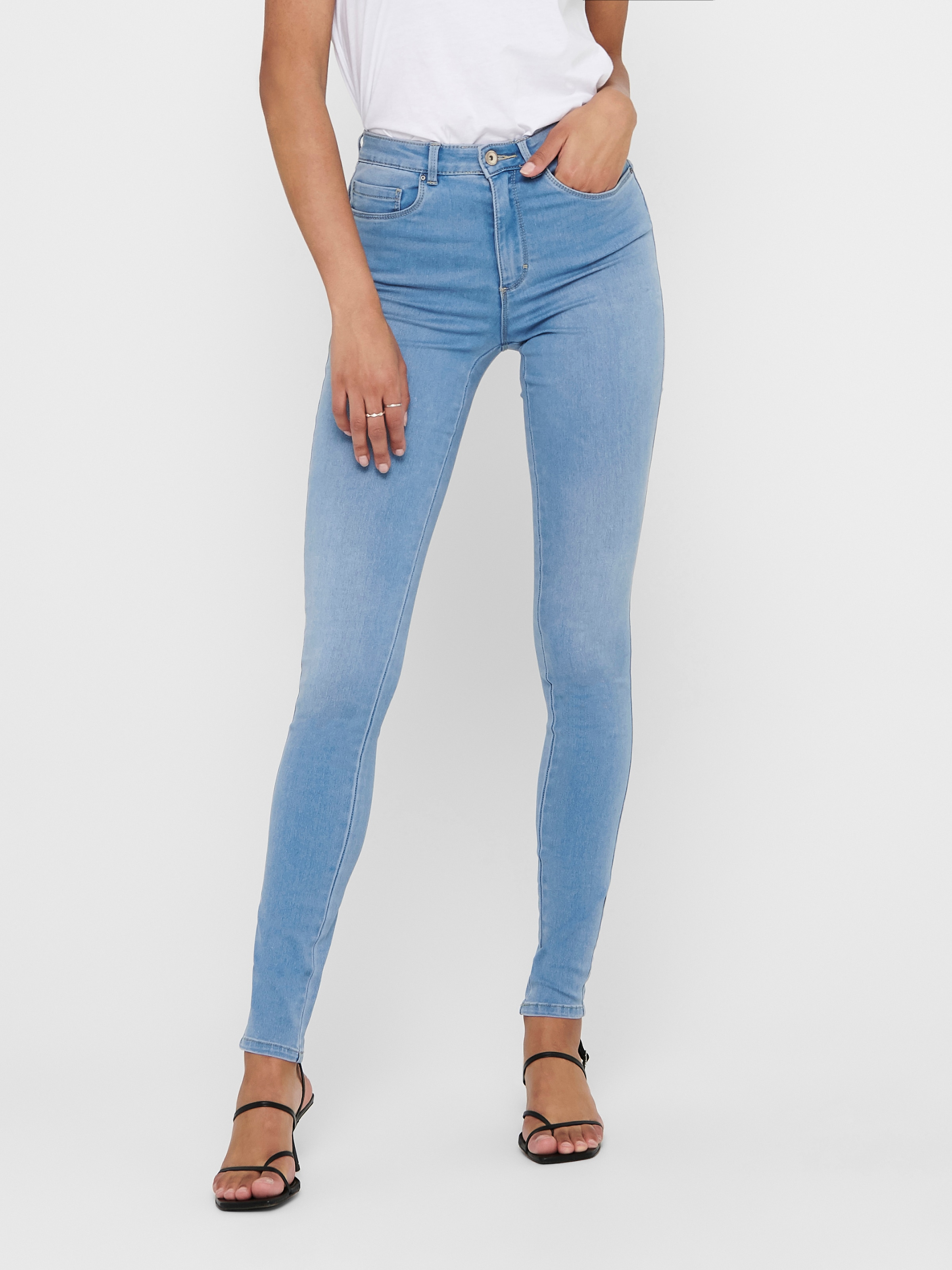 ONLY High-waist-Jeans »ONLROYAL – Skinny-Jeans mit hoher Taille und Abriebeffekt«, skinny fit, casual, Denim, Baumwollmischung, Eingrifftaschen
