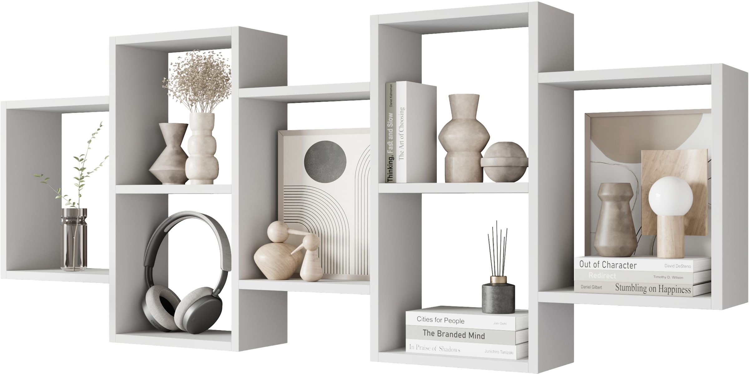 INOSIGN Wandboard »Wandregal Trio 001«, (1 St.), Stell- oder Hängeregal, 10 offene Fächer, flexibel montierbar