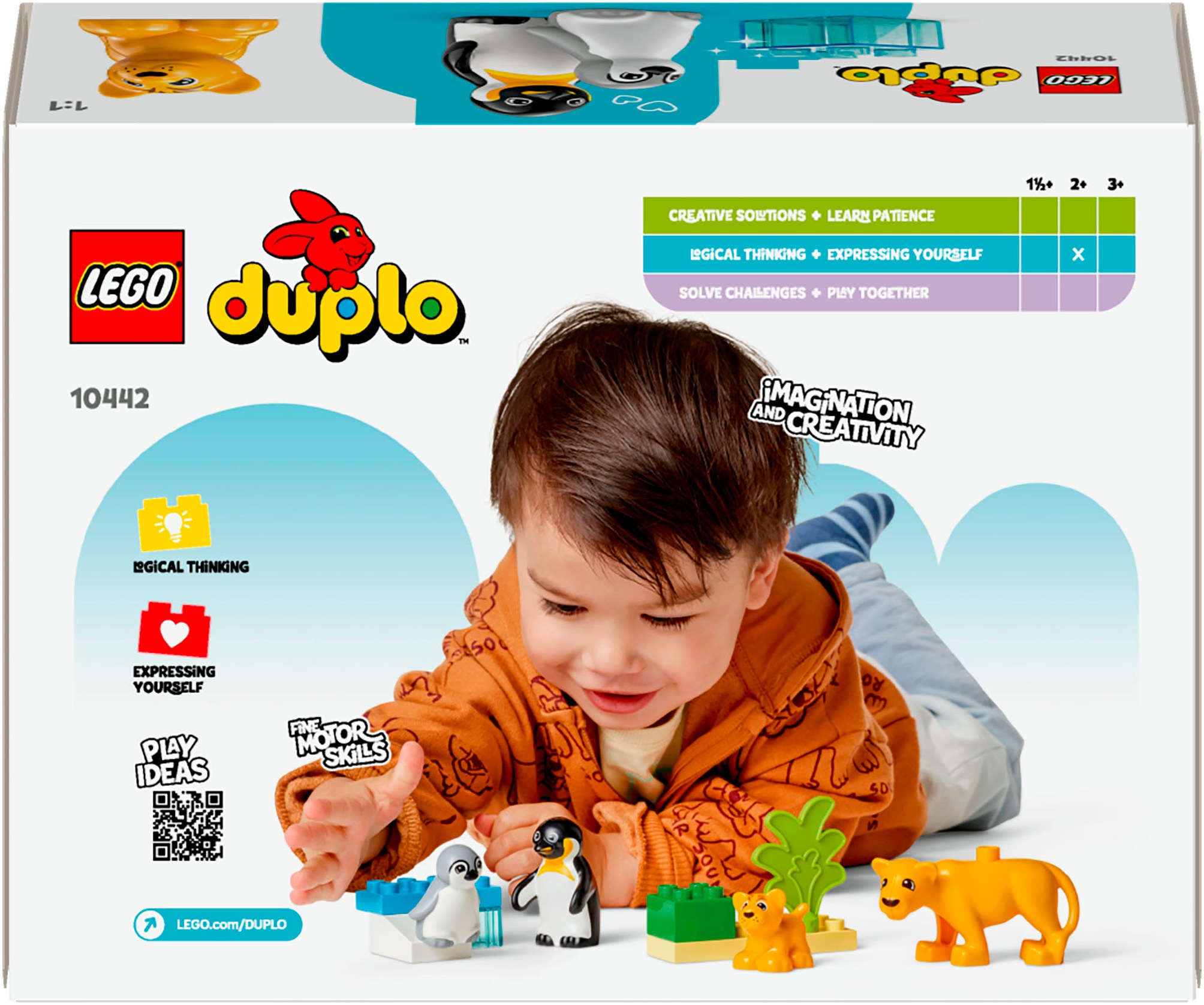 LEGO® Konstruktionsspielsteine »Wildtier-Familien: Pinguine und Löwen (10442), LEGO DUPLO Town«, (10 St.), Made in Europe