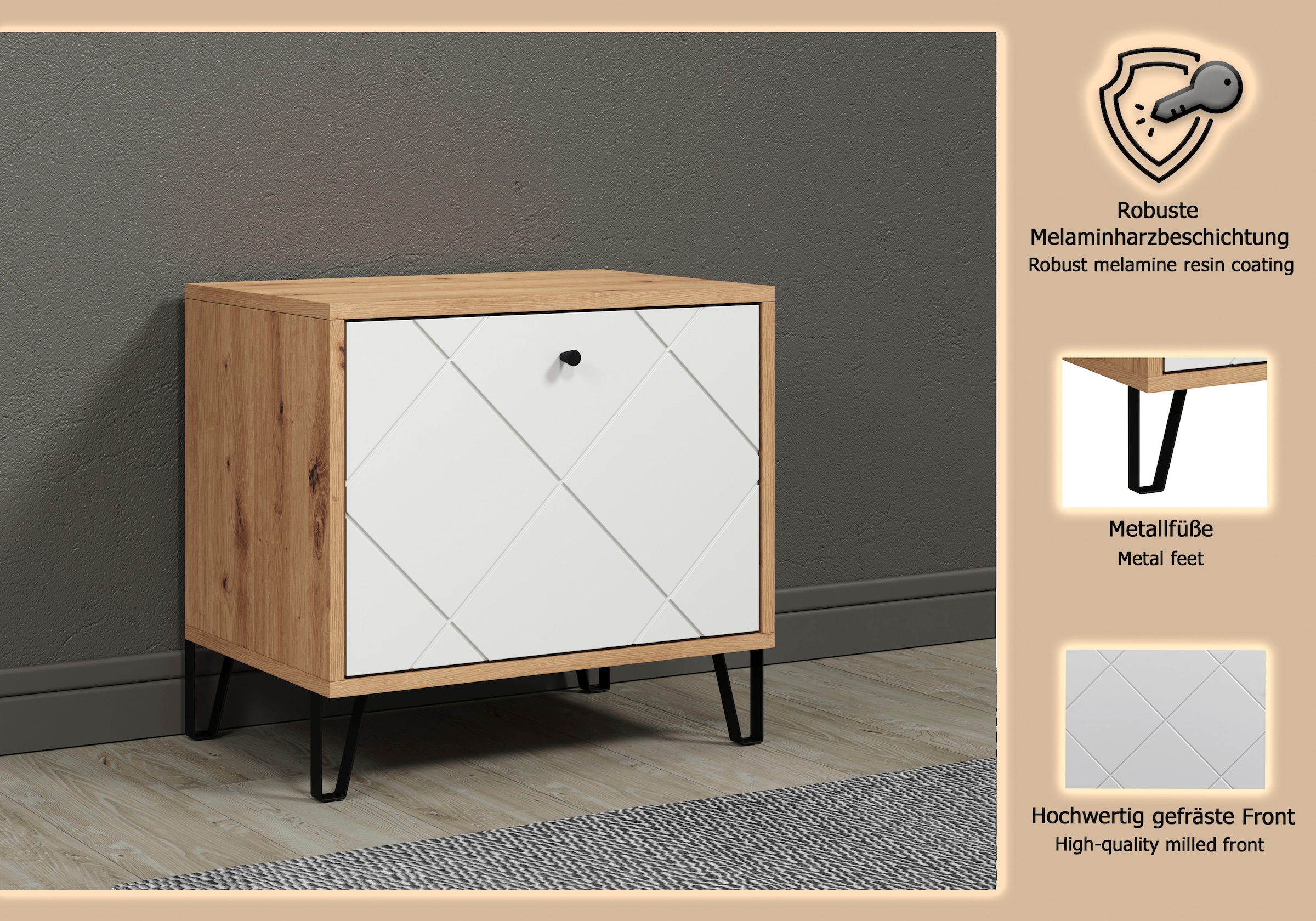 Places of Style Sitzbank »Tarragona«, (1 St.), Sitzbank mit Klappe & Soft-Close - (B/T/H) 63/40/56 cm