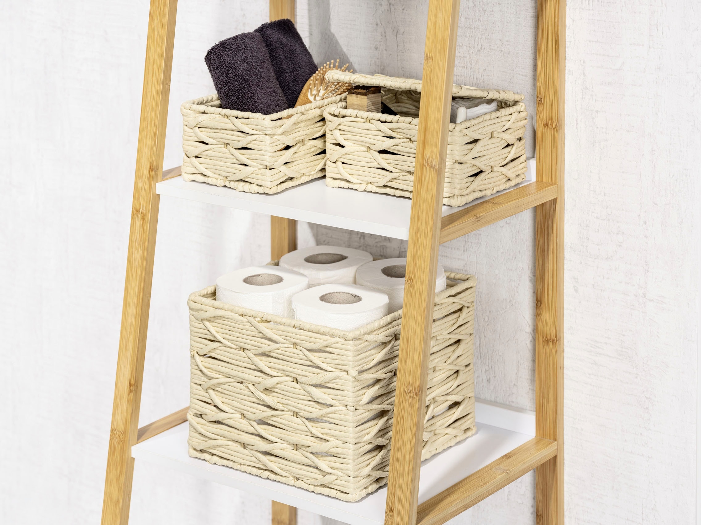 WENKO Badorganizer »Vabriano«, mit Deckel, aus hochwertigem Papier-Geflecht
