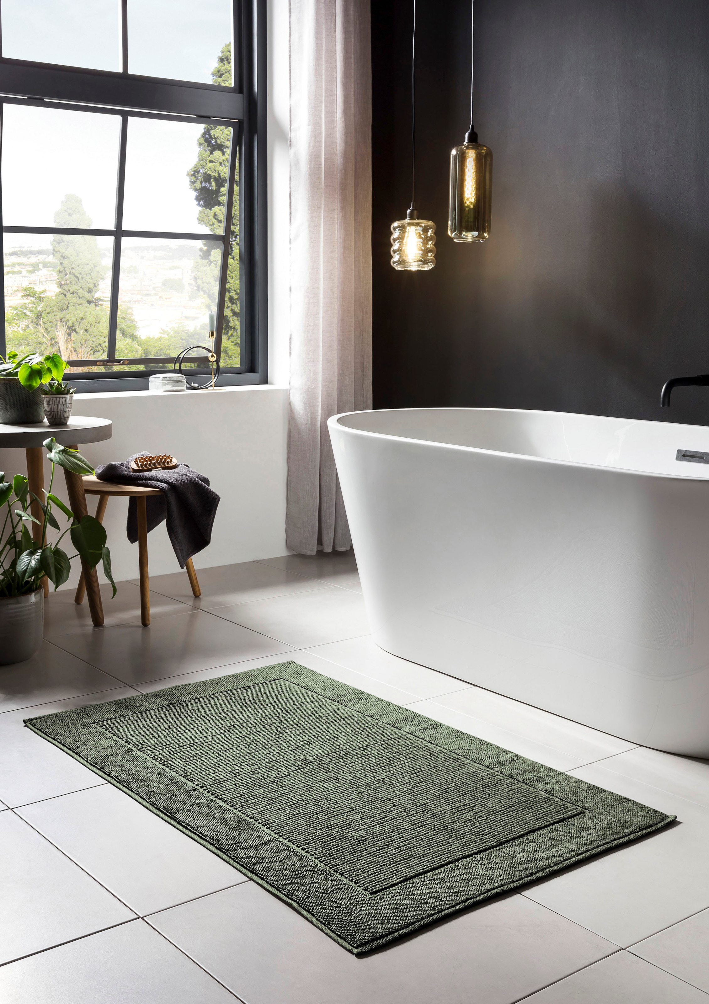 done.® Badematte »Damian«, fußbodenheizungsgeeignet, Badteppich, Uni-Farben, mit Bordüre, Hoch-Tief Effekt, reine Baumwolle