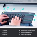Logitech Tastatur »Wireless Touch Keyboard K400 Plus«, (Antirutsch-Füße-Lautstärkeregler-Touchpad)