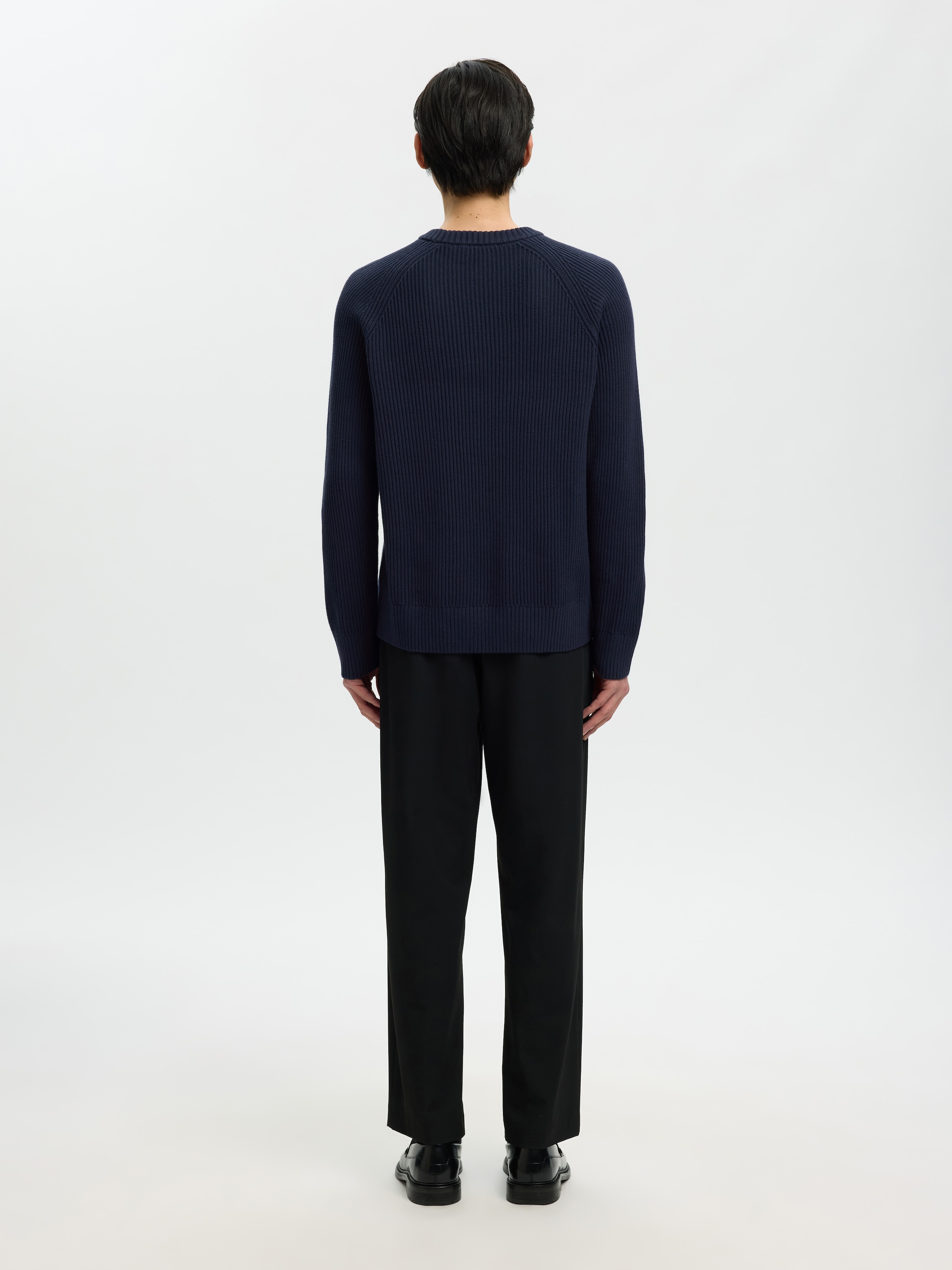 SELECTED Rundhalspullover »SLMBRAUN KNIT RIB CREW NECK NOOS« Baumwolle, relaxed fit