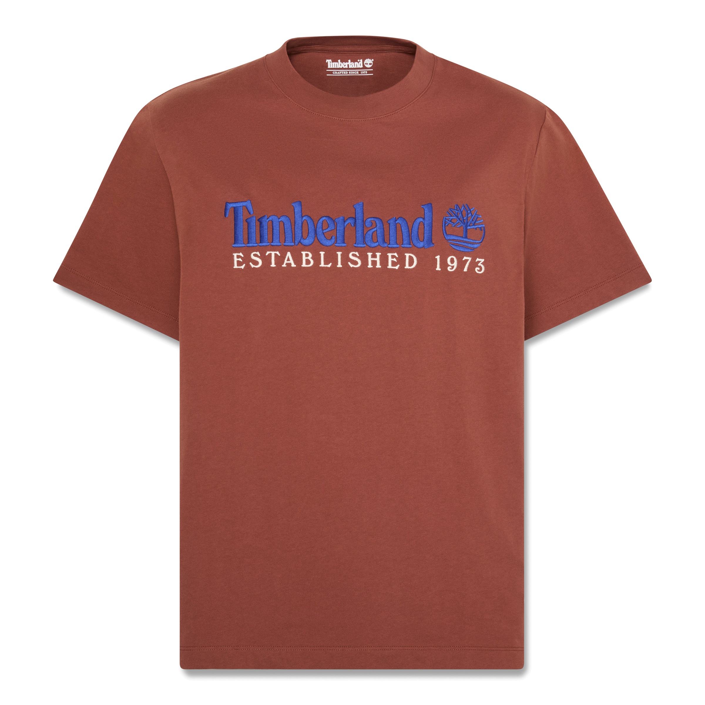 Timberland »ESTABLISHED 1973 - SS Embroidered Tee« Kurzarm, mit Rundhalsausschnitt, aus Baumwolle, normale Schnittform