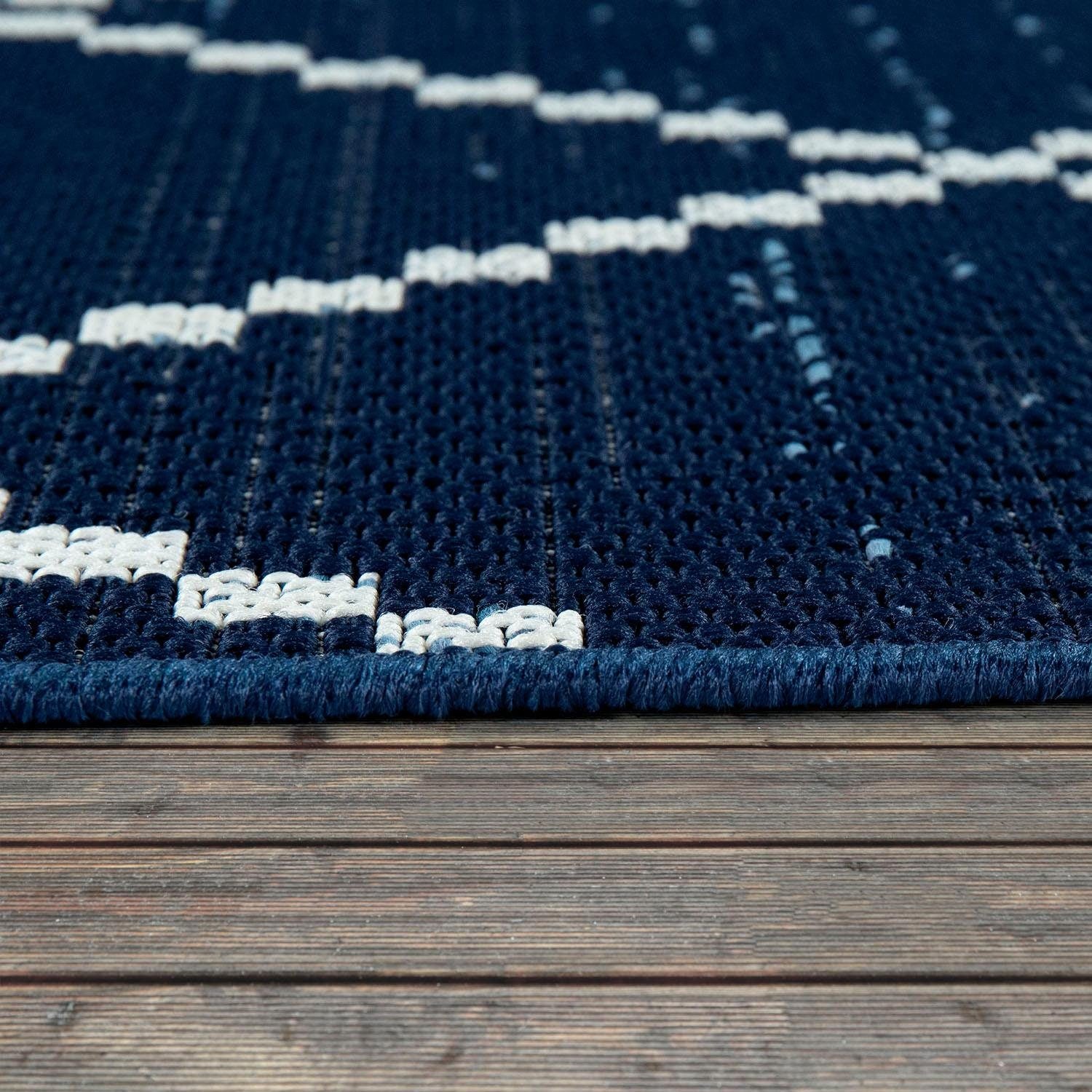 Paco Home Teppich »Kortrijk 742«, rechteckig, 4 mm Höhe, Flachgewebe, Rauten Design, In- und Outdoor geeignet, Wohnzimmer