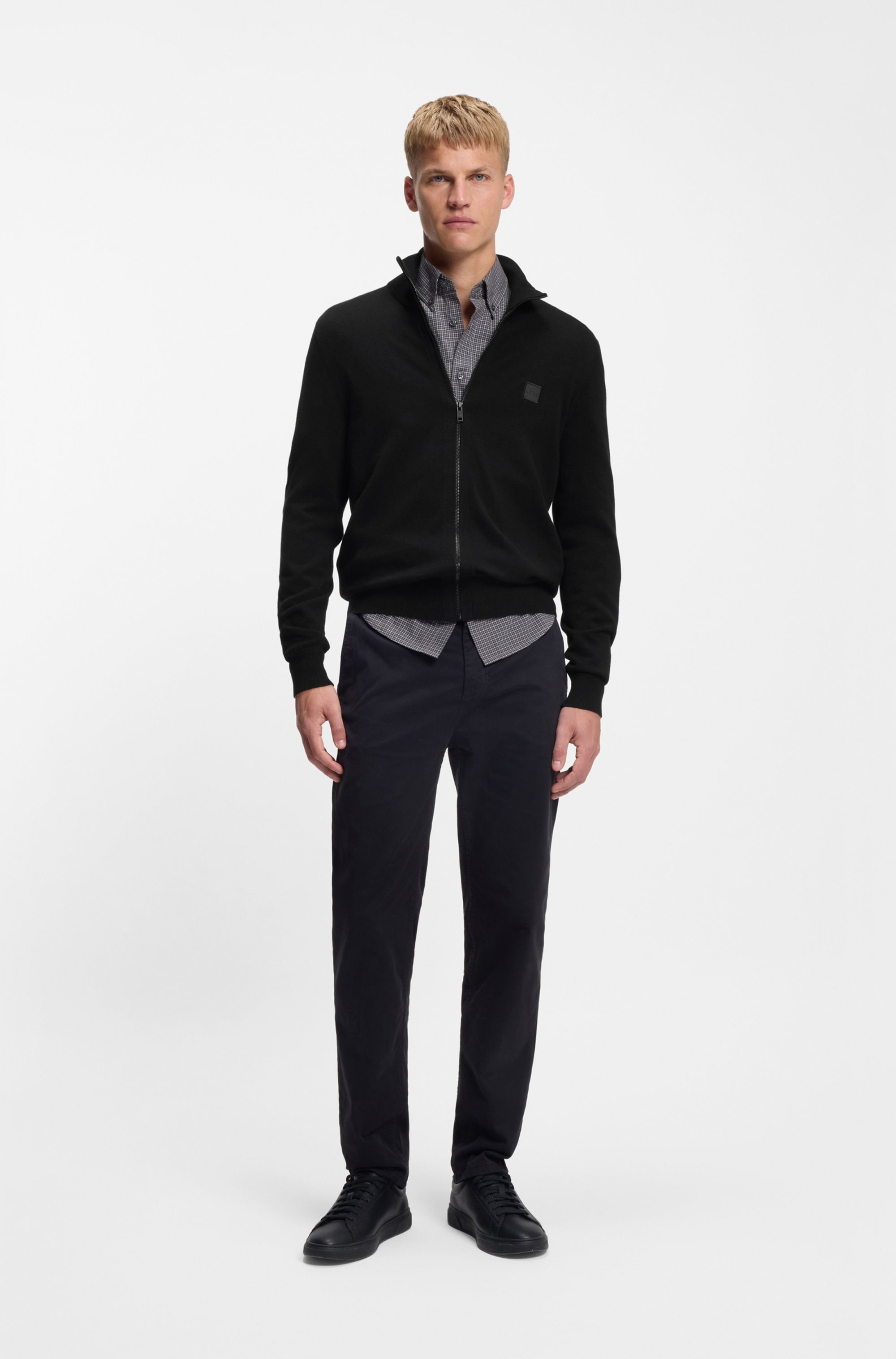 BOSS ORANGE Strickjacke »Kanozip« mit Reißverschluss