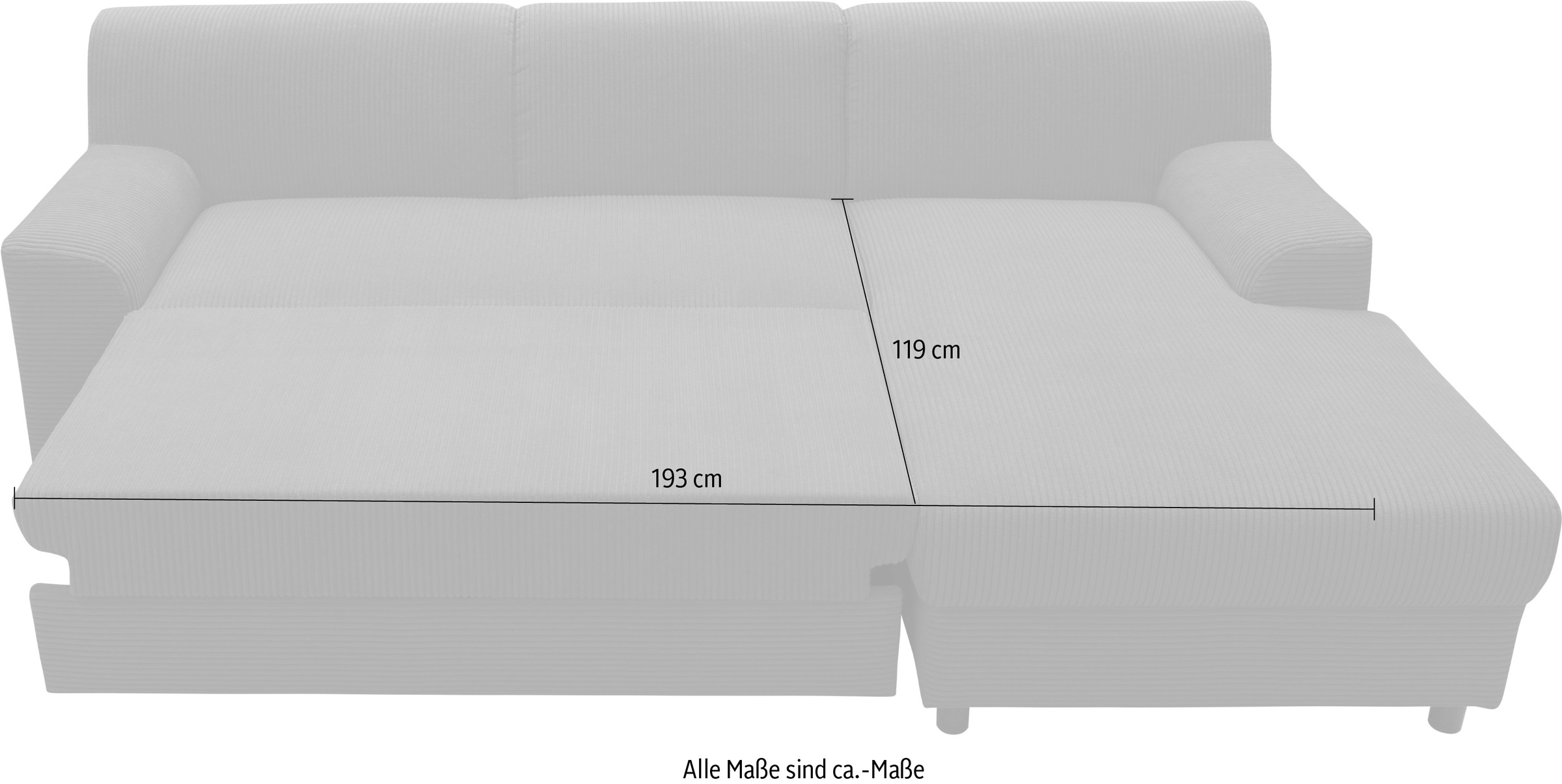 DOMO collection Ecksofa »Turah 2, L-Form, in Cord u. wasserabweisender Microfaser, Federkern«, B/T/H: 241/146/79 cm, incl. Zierkissen, wahlweise mit Bettfunktion