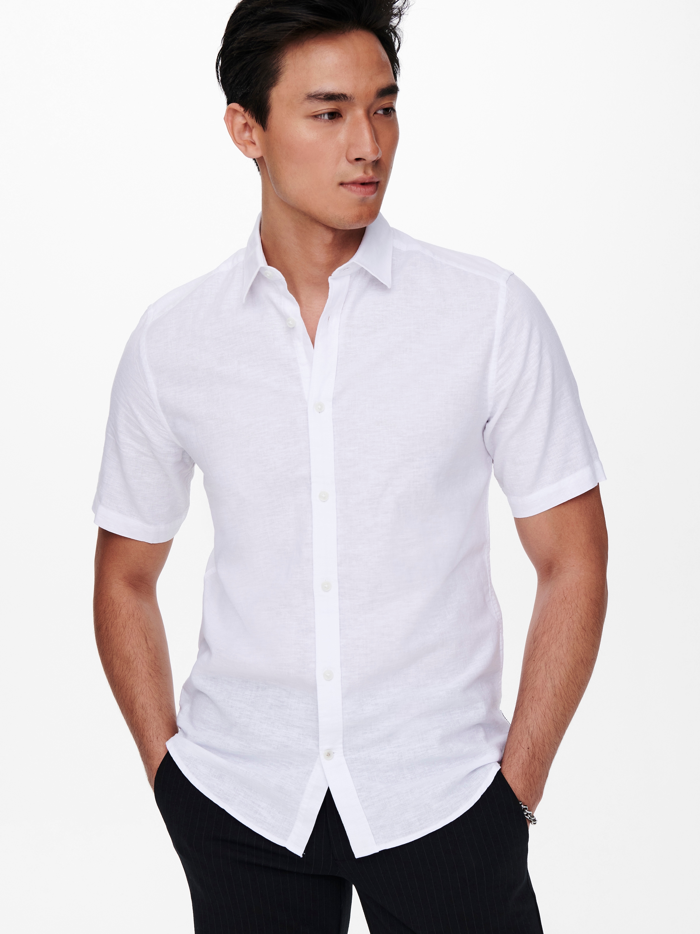 ONLY & SONS Kurzarmhemd »ONSCAIDEN SS SOLID LINEN SHIRT NOOS«