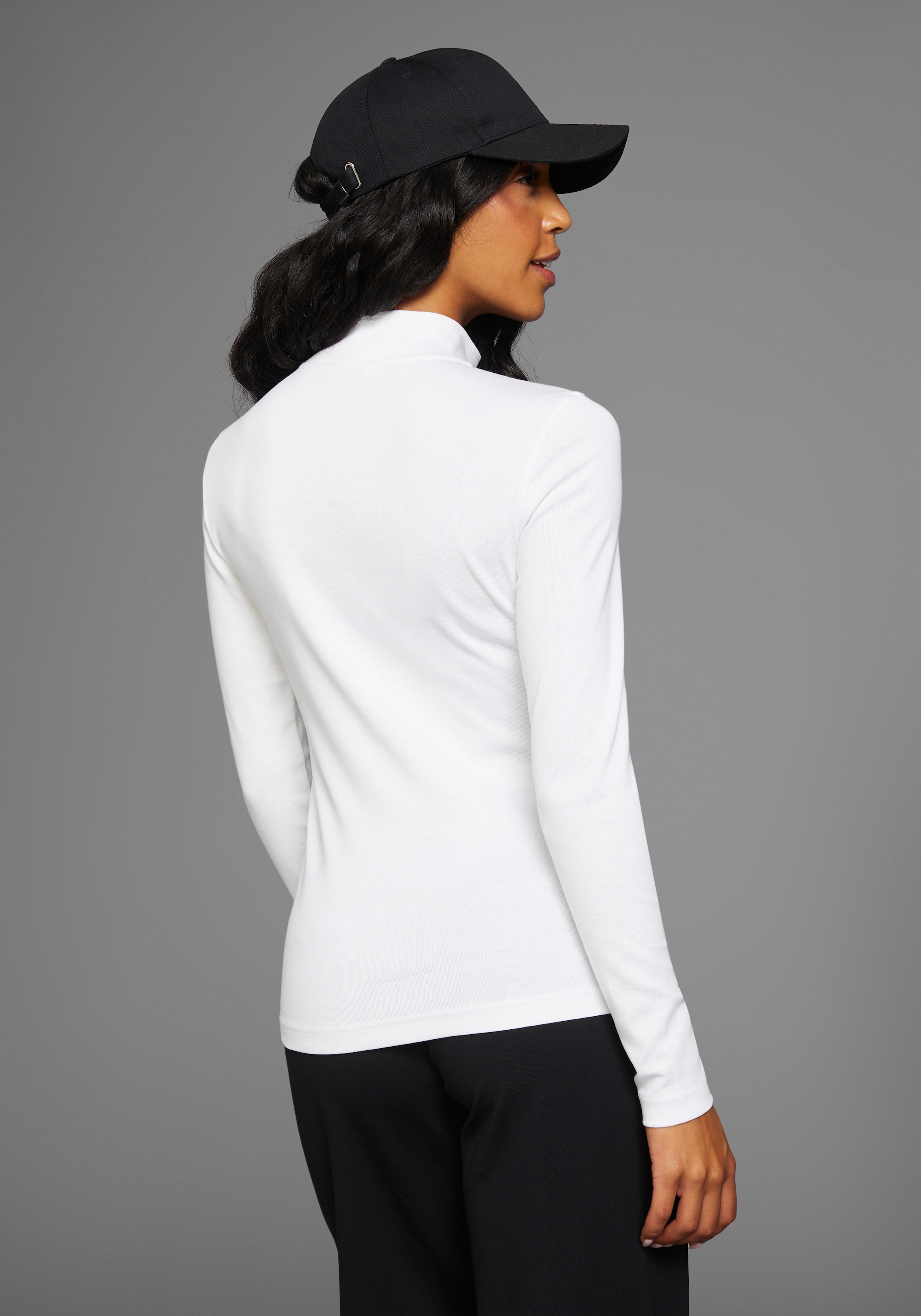 DELMAO Langarmshirt, mit Troyer-Kragen