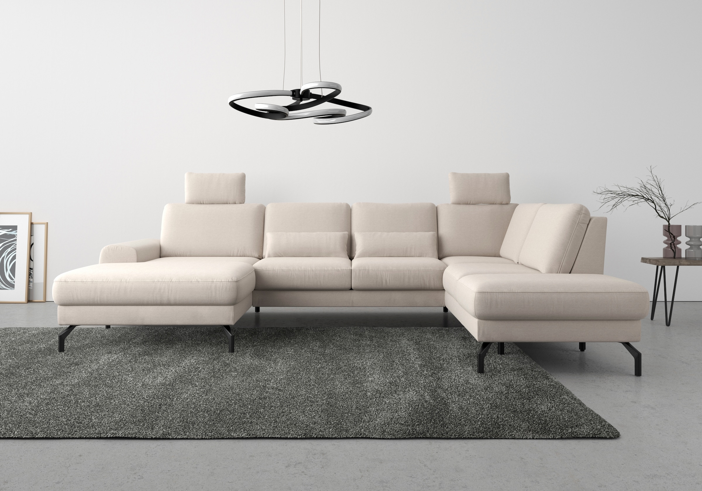 sit&more Wohnlandschaft »Cinturo U-Form«, inklusive Sitztiefenverstellung und Federkern, Sitzhöhe 48 cm