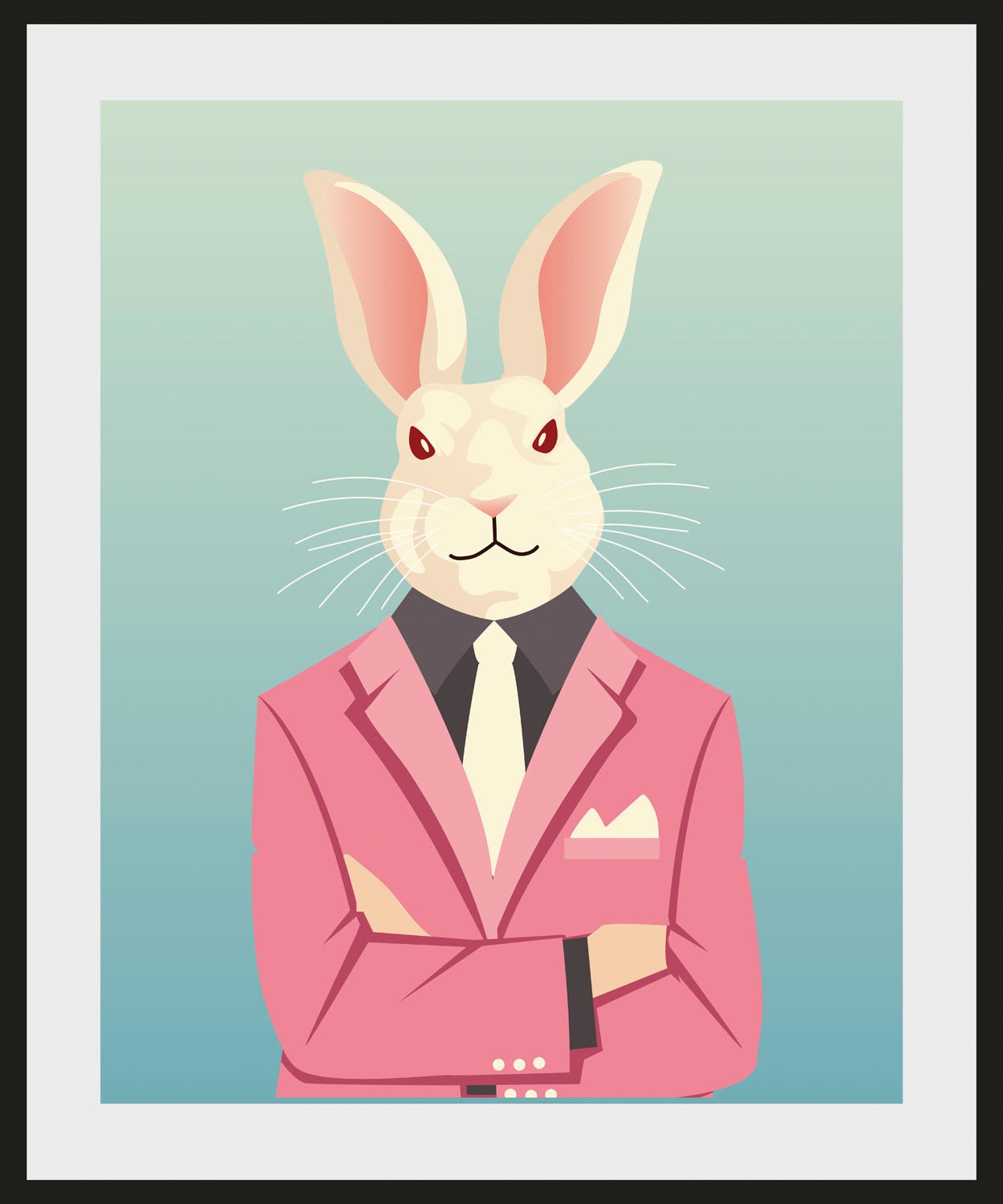 queence Bild »Grey«, Hase-Hasen-Foto-Kunst-Comic, (1 St.), HD Premium Poster-Druck inkl. Holzrahmen
