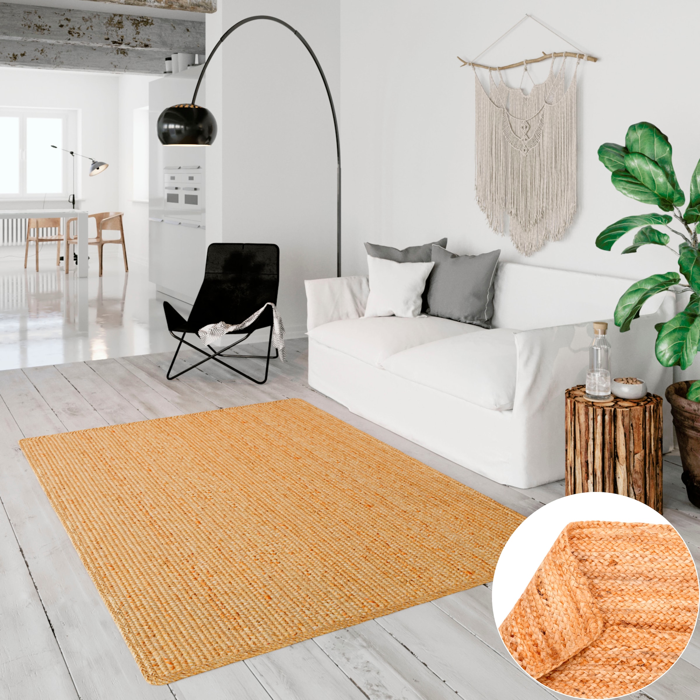 OTTO home Teppich »Bjarka« rechteckig 10 mm Höhe meliert, 100% Jute, handgewebt, auch als Läufer & in rund erhältlich