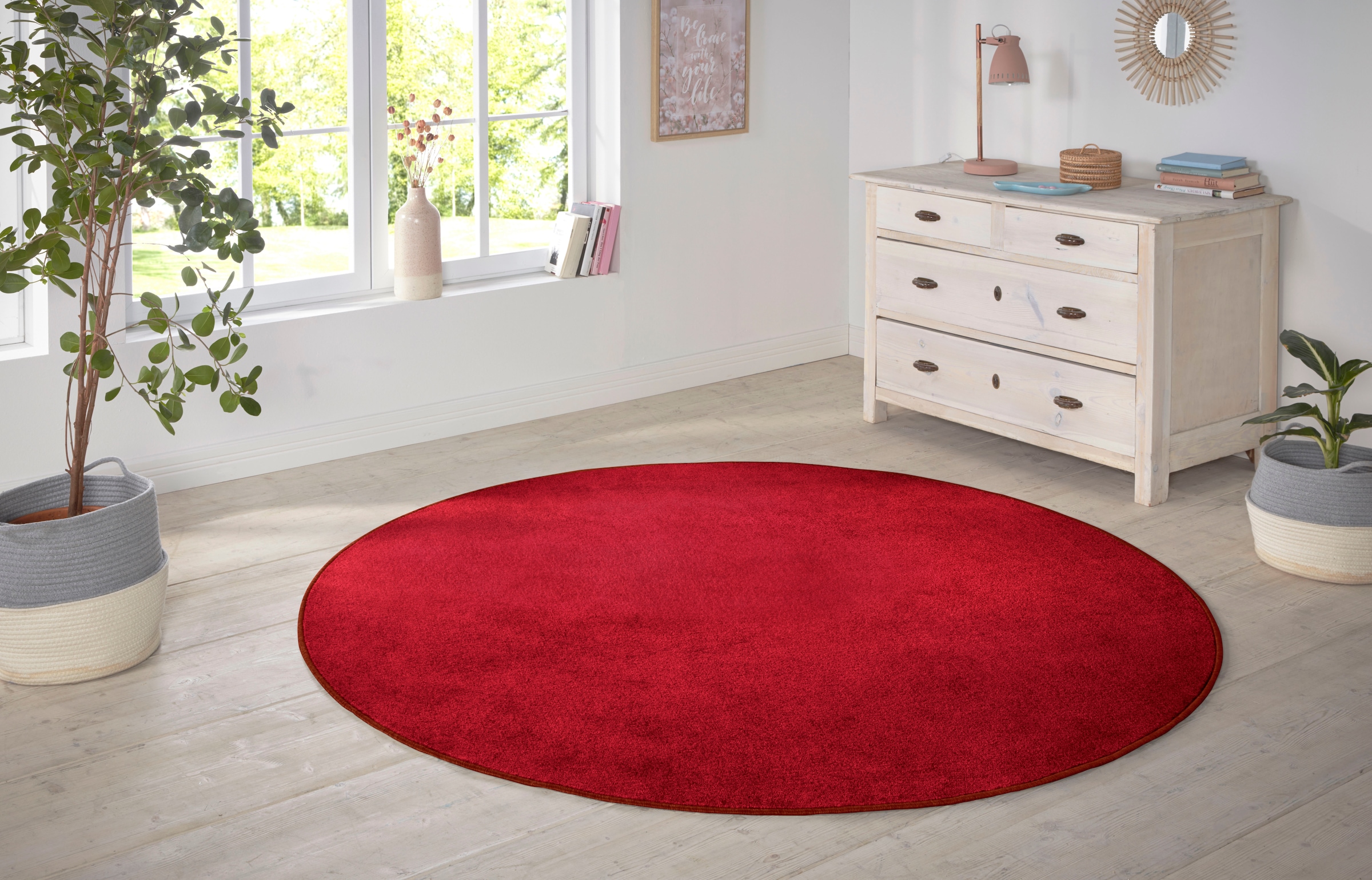 HANSE Home Teppich »Shashi«, rund, 8,5 mm Höhe, Kurzflor, Unifarben, Teppich, Weich, Esszimmer,...