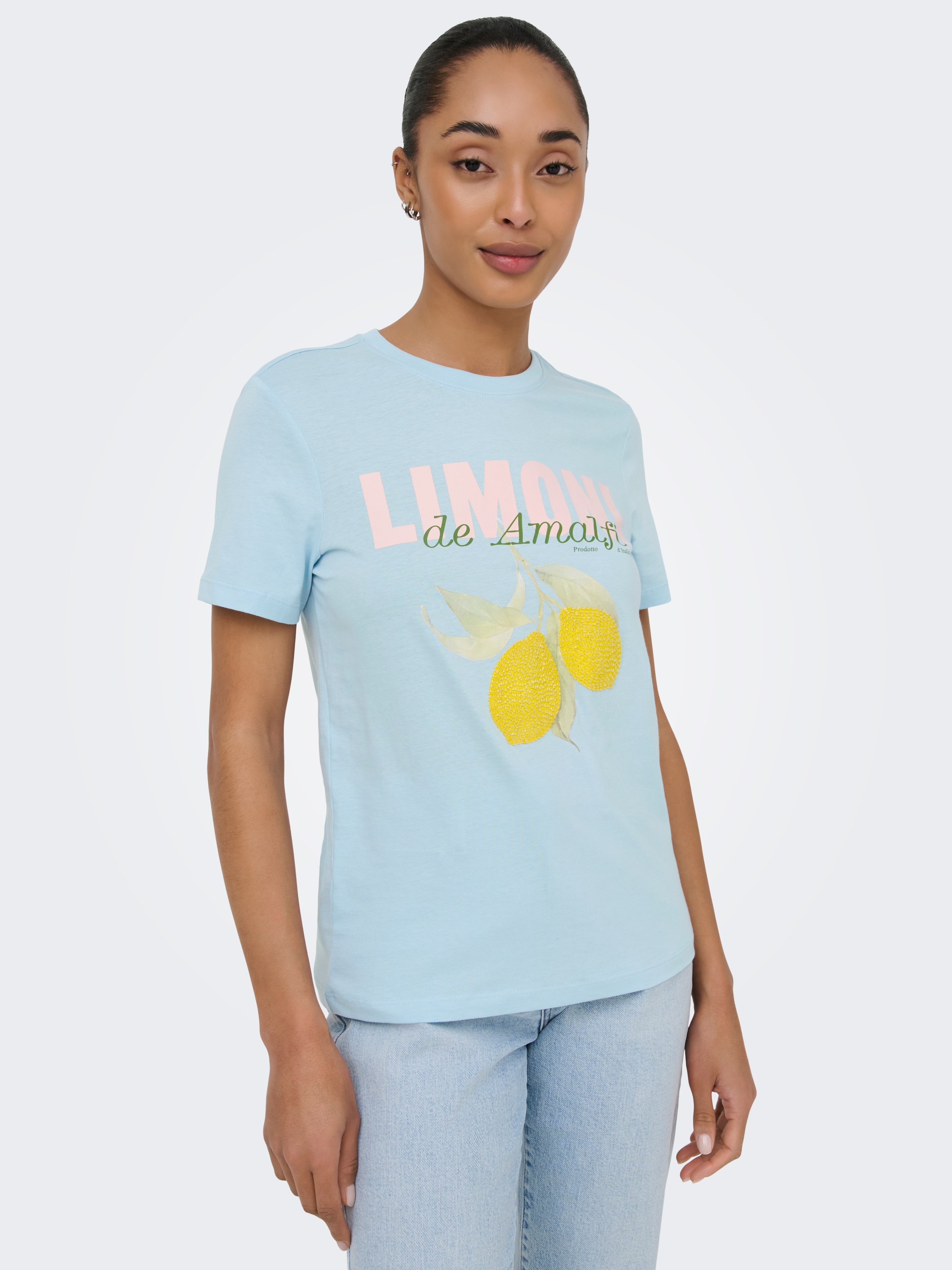 ONLY T-Shirt »ONLKITA S/S PEARL TOP BOX JRS« Baumwolle, regular fit, Rundhals