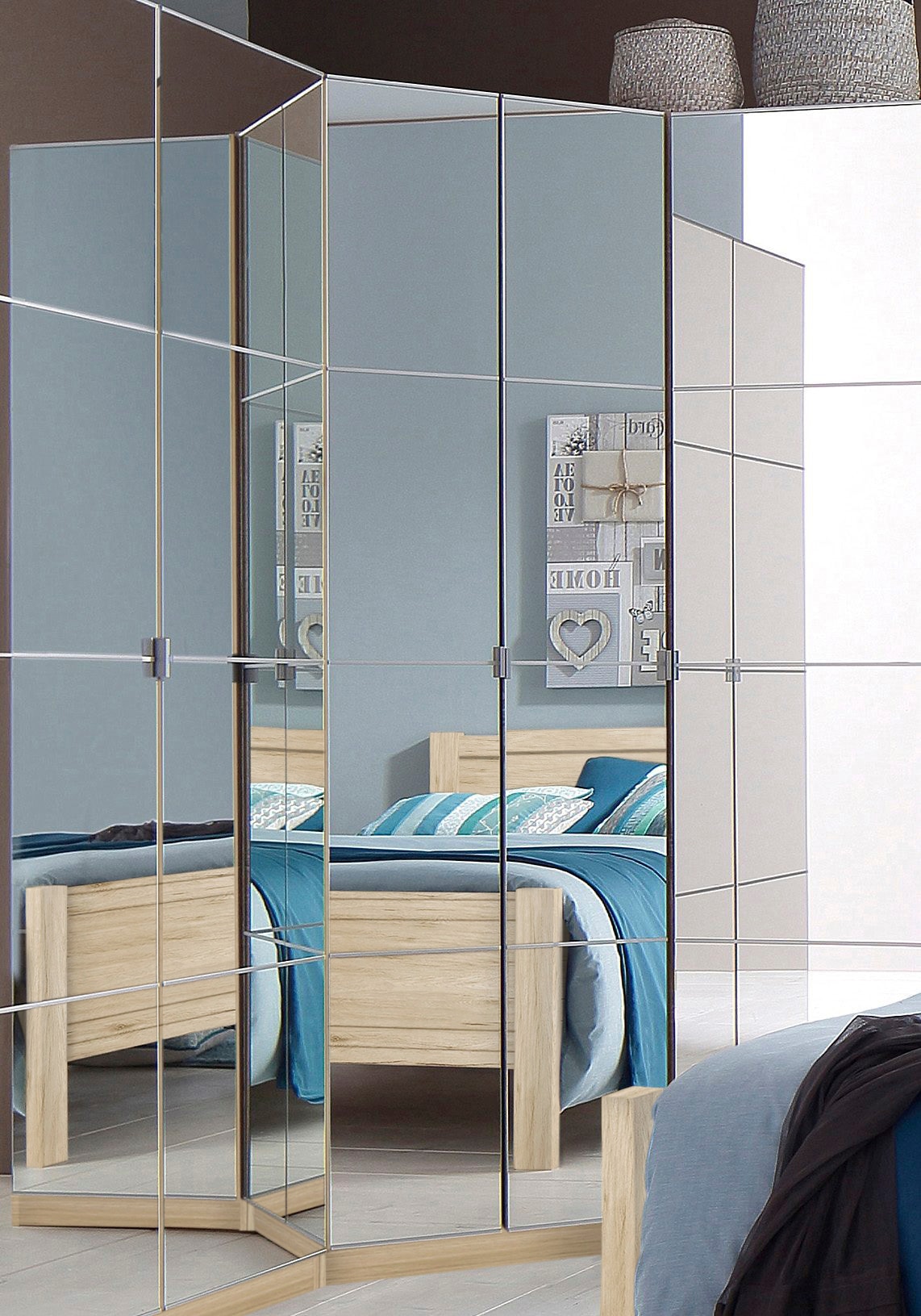 priess Eckkleiderschrank »Malaga Schlafzimmerschrank Ecklösung erweiterbar in drei Farben« Kleiderschrank Schrank Garderobe Stauraumwunder mit Spiegel