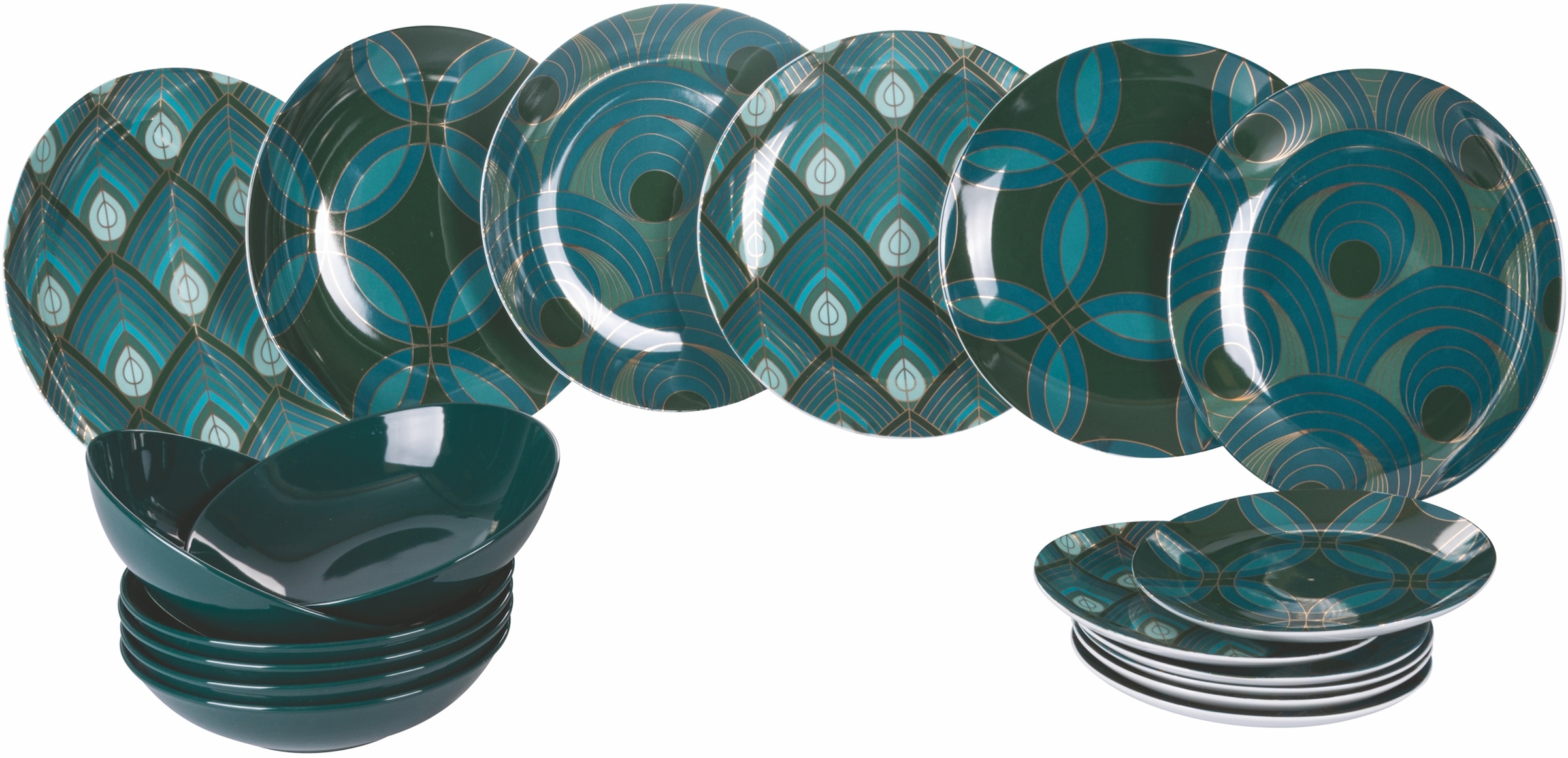 Villa d'Este Teller-Set »Geschirr-Set Vetiver«, (Set, 18 tlg.), Service, Tafelservice, 18 Teile, für 6 Personen