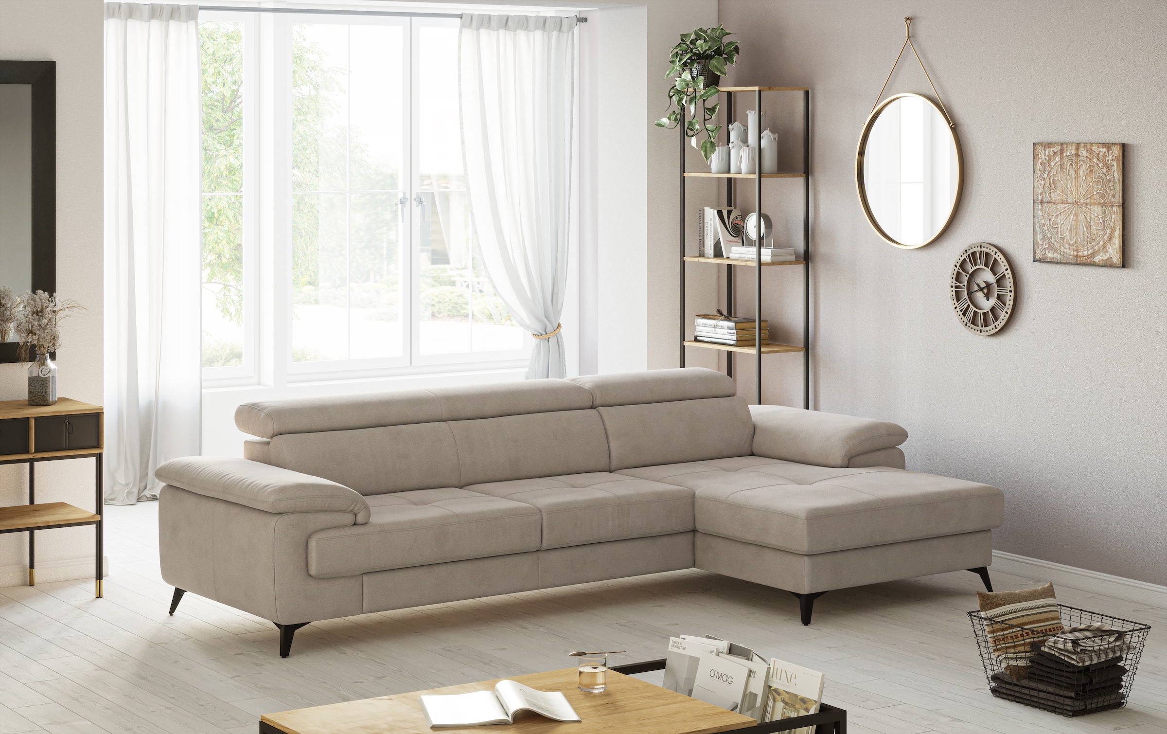 COTTA Ecksofa »Astra L-Form, B: 300 cm« mit Kopfteilverstellung, optional Bettfunktion & Bettkasten