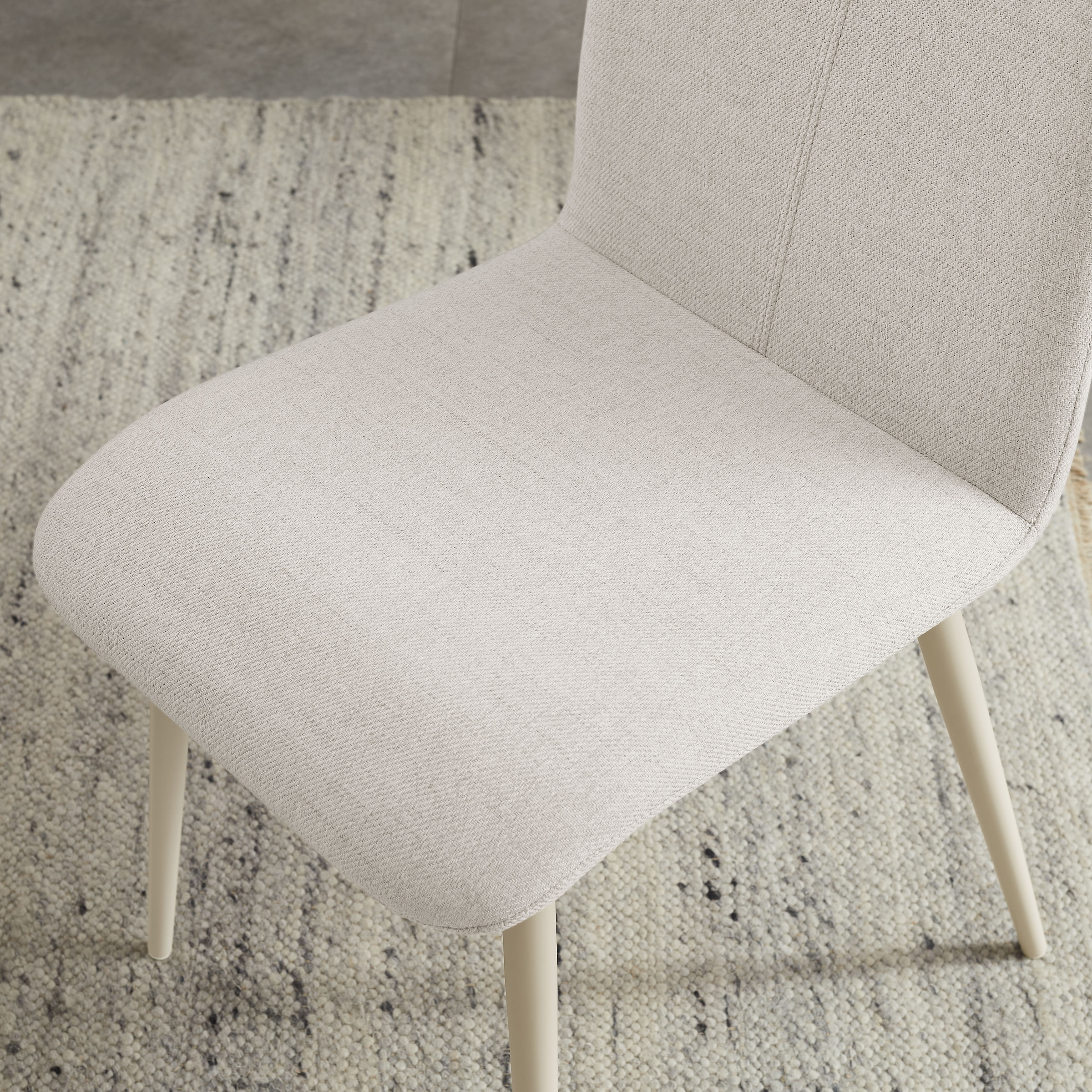 OTTO home Essgruppe »Kryce« Set, 120 cm Esstisch + 2 Stühle + Bank, 4 Stk. tlg. Strukturstoff, robustem Metallgestell, Tischplatte aus Sinterstein