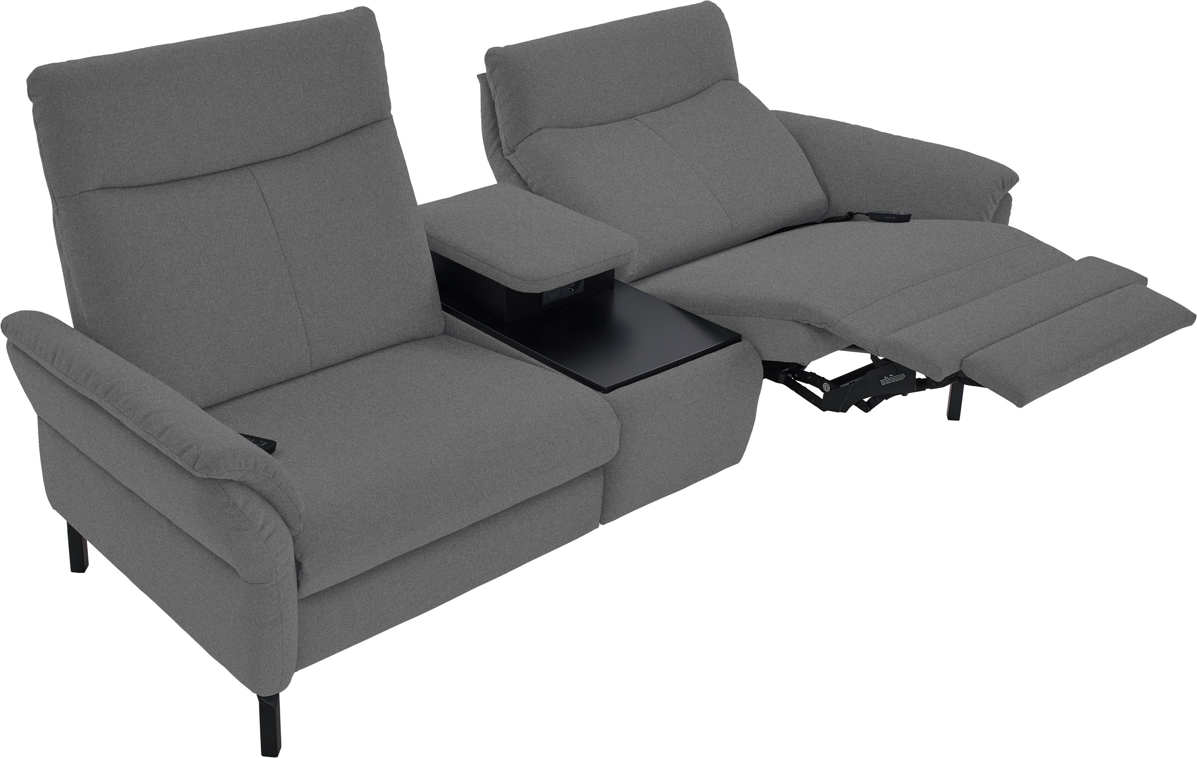 Places of Style 2-Sitzer »Sisto, inklusive 2x Relaxfunktion motorisch mit Herz-Waage-Beschlag«, Zwischenelement mit Tisch, Steckdose & USB-Ladestation