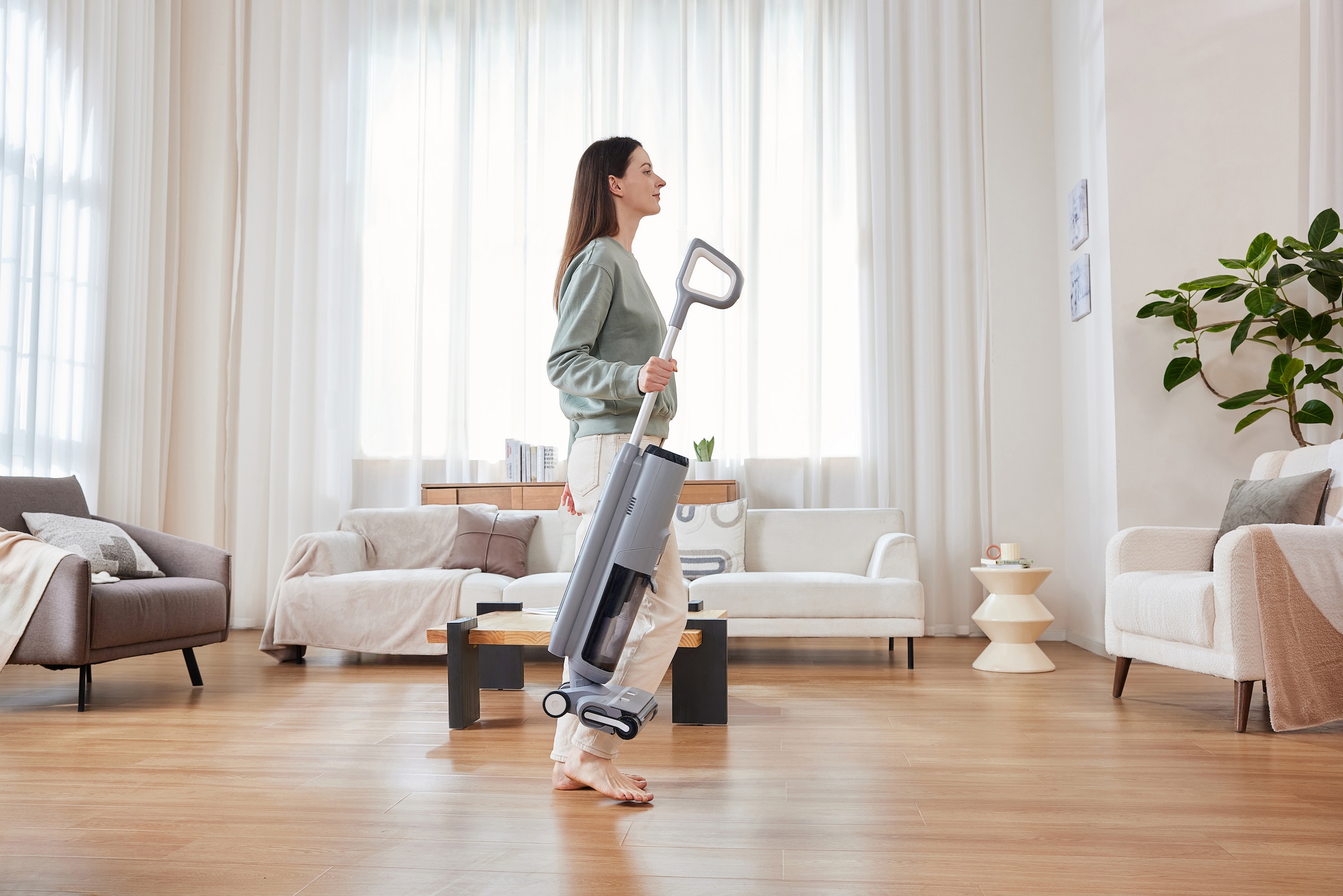 Tineco Nass-Trocken-Sauger »Tineco iFLOOR 5 Breeze mit automatischer Selbstreinigung« beutellos, 35 Min Akku, Tierhaarfilter, Hartbodenreiniger, Doppeltank