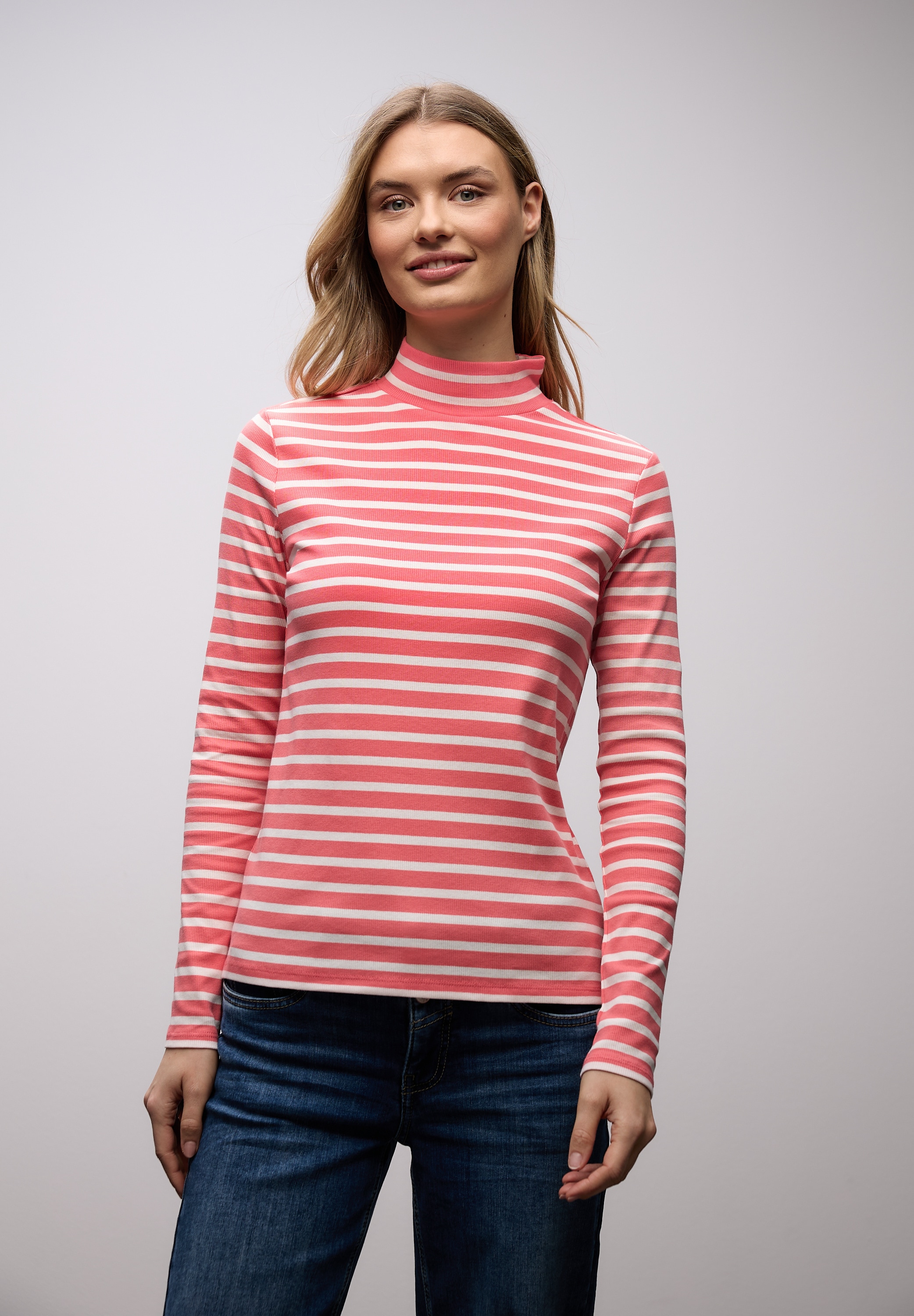 STREET ONE Langarmshirt in Streifen-Optik und mit Turtleneck