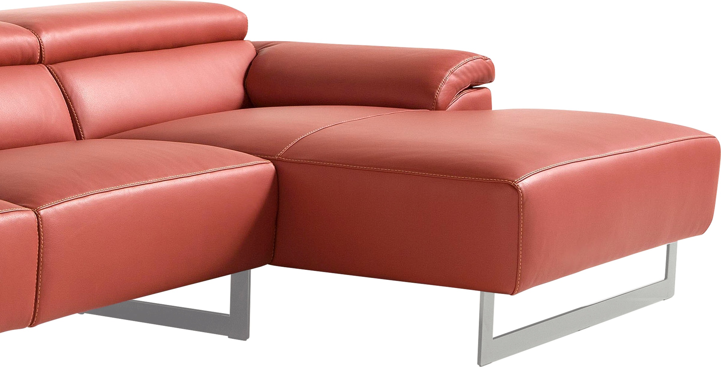 Egoitaliano Ecksofa »Malika, edel und bequem, Designsofa mit hochwertigen Bezügen, L-Form«, mit Recamiere, inkl. Kopfteilverstellung und chromfarbenen Metallfüßen