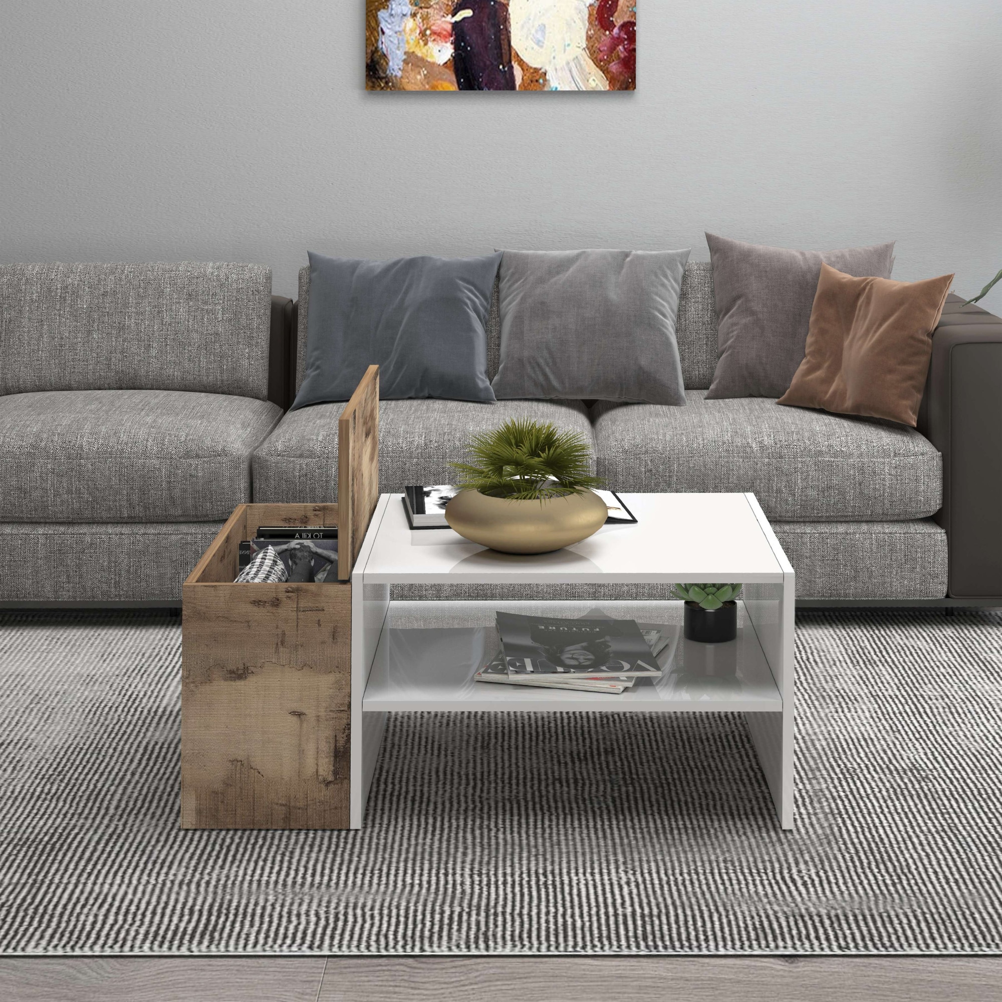 INOSIGN Couchtisch »Coro, Couchtisch, Couchtisch mit seitlichem Stauraum,Sofatisch«, Länge 90 cm, mit zwei Ablagefächern davon eines geschlossen