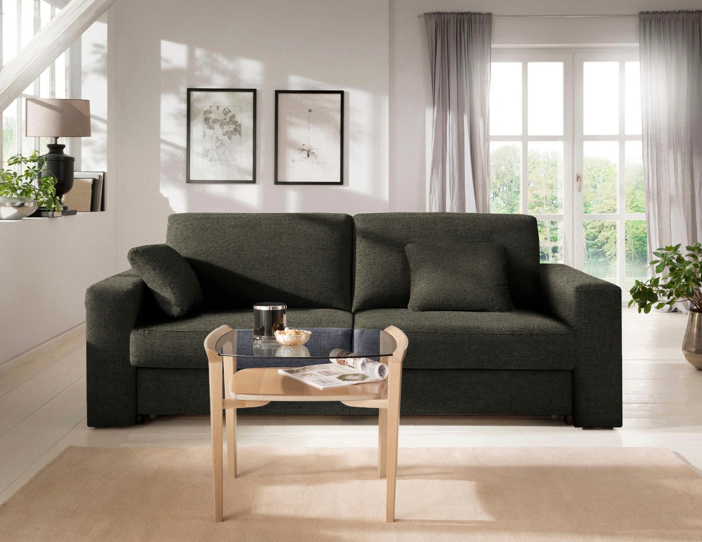 Home affaire Schlafsofa »Roma Matratzenhöhe 14 cm«, Dauerschlaffunktion, mit Unterfederung, Lattenrost, Matratze